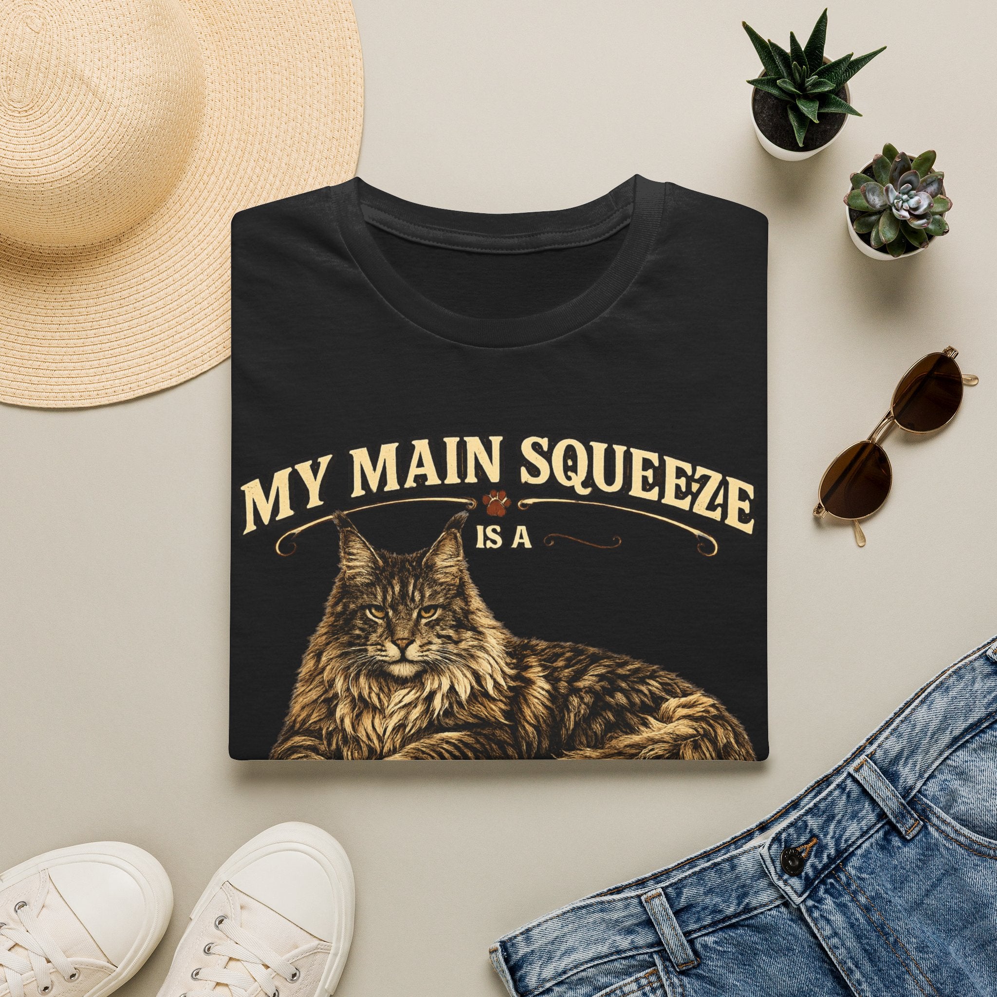 Maine Coon Cat T-Shirt — "My Main Squeeze" Graphic Tee