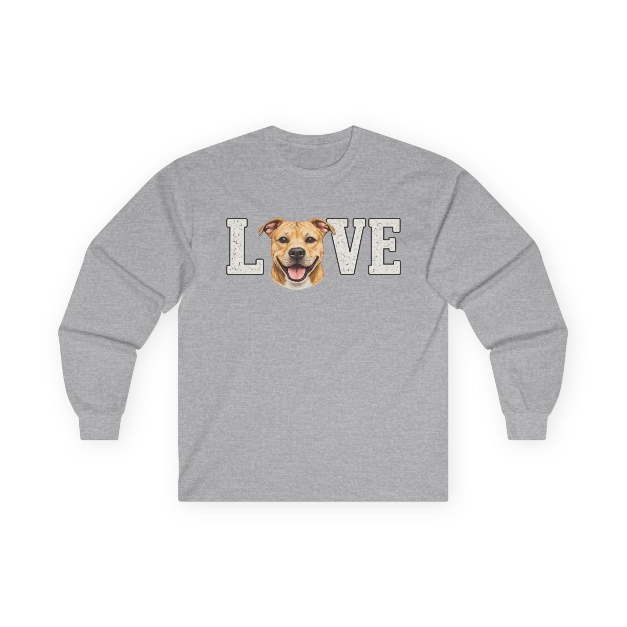 Love Dog Long Sleeve Tee — Cute Pet Portrait "LOVE" Shirt