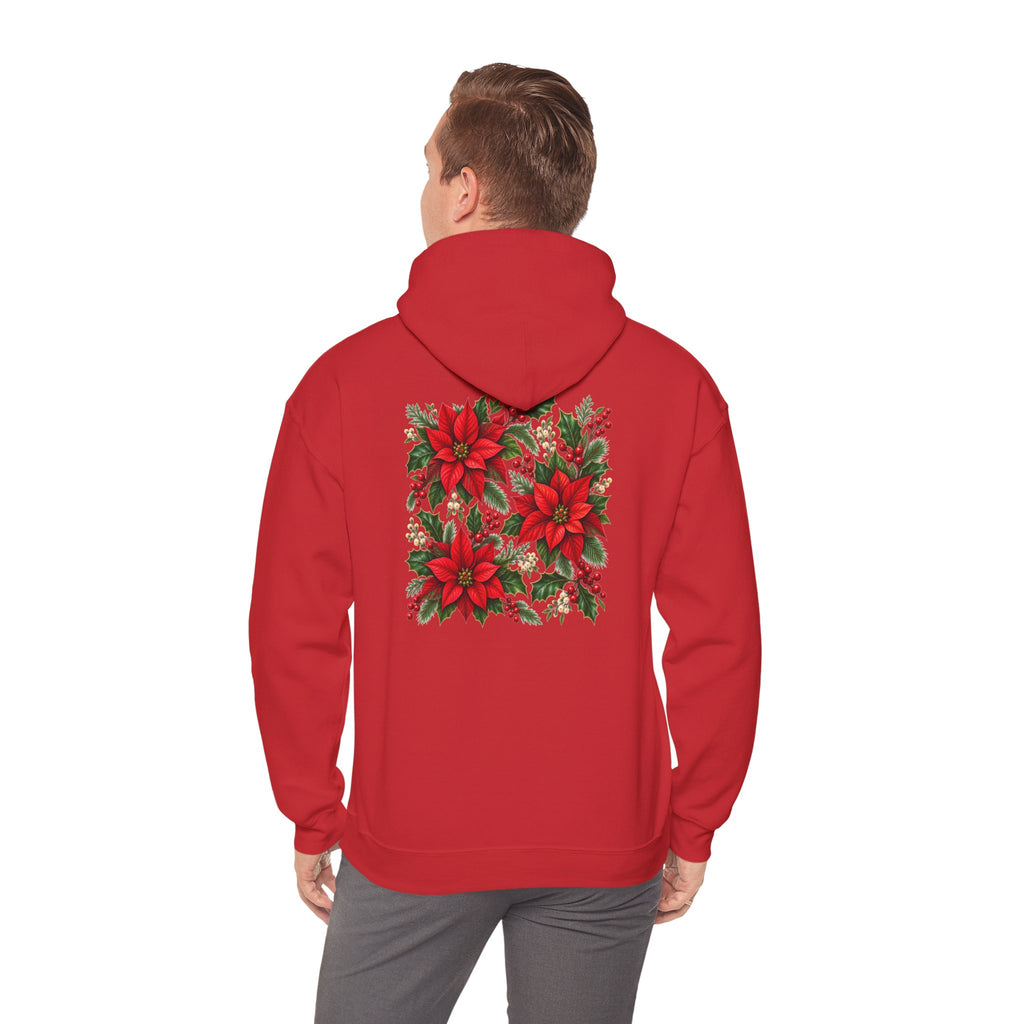 Poinsettia Holiday Hoodie – Festive Red Flower Christmas Sweatshirt