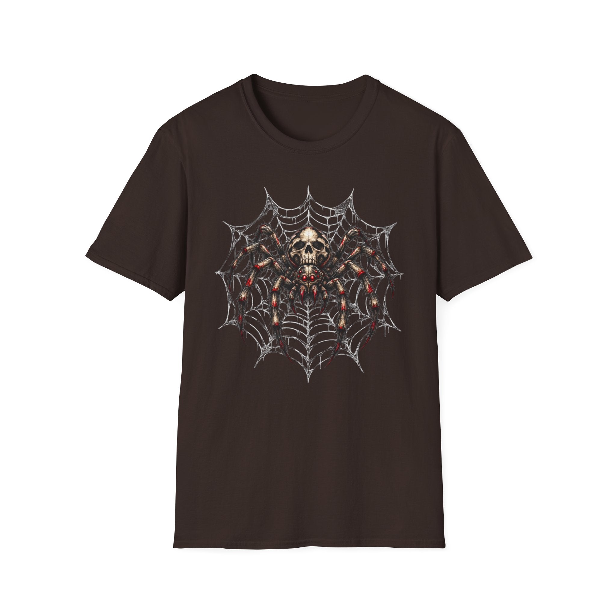Skull Spider Web Graphic T-Shirt — Gothic Horror Halloween Tee