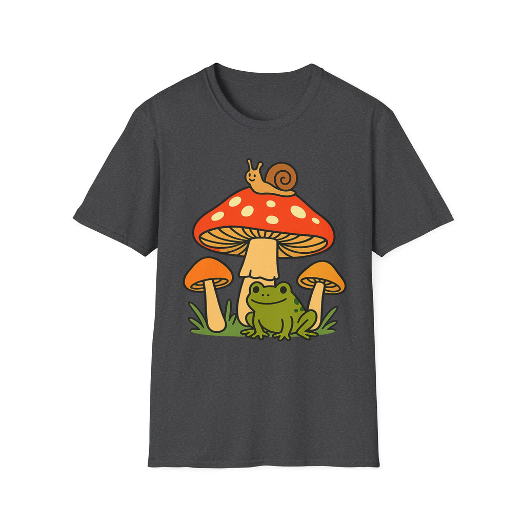 Mushroom Garden T-Shirt — Cute Snail & Frog Graphic Tee