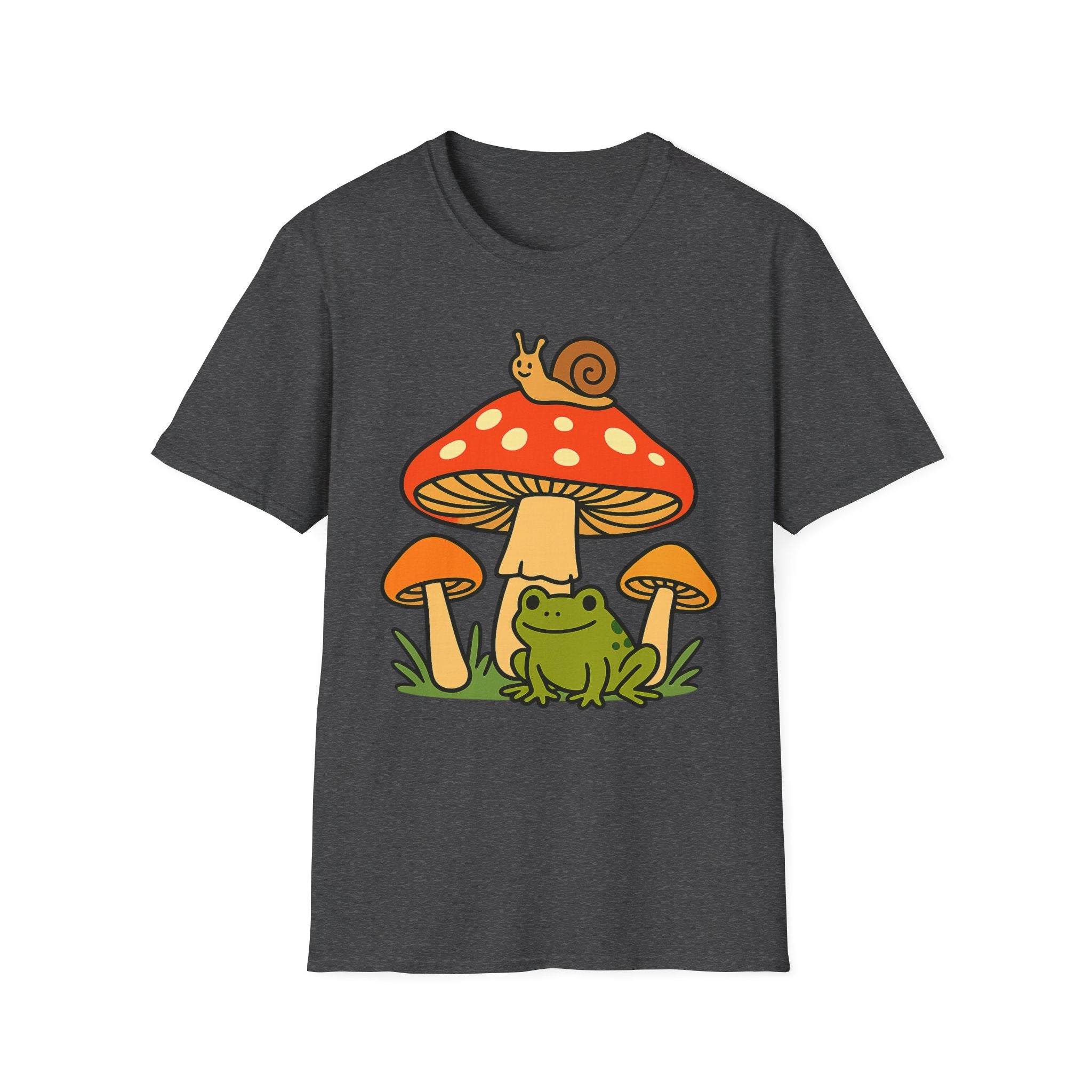 Mushroom Garden T-Shirt — Cute Snail & Frog Graphic Tee