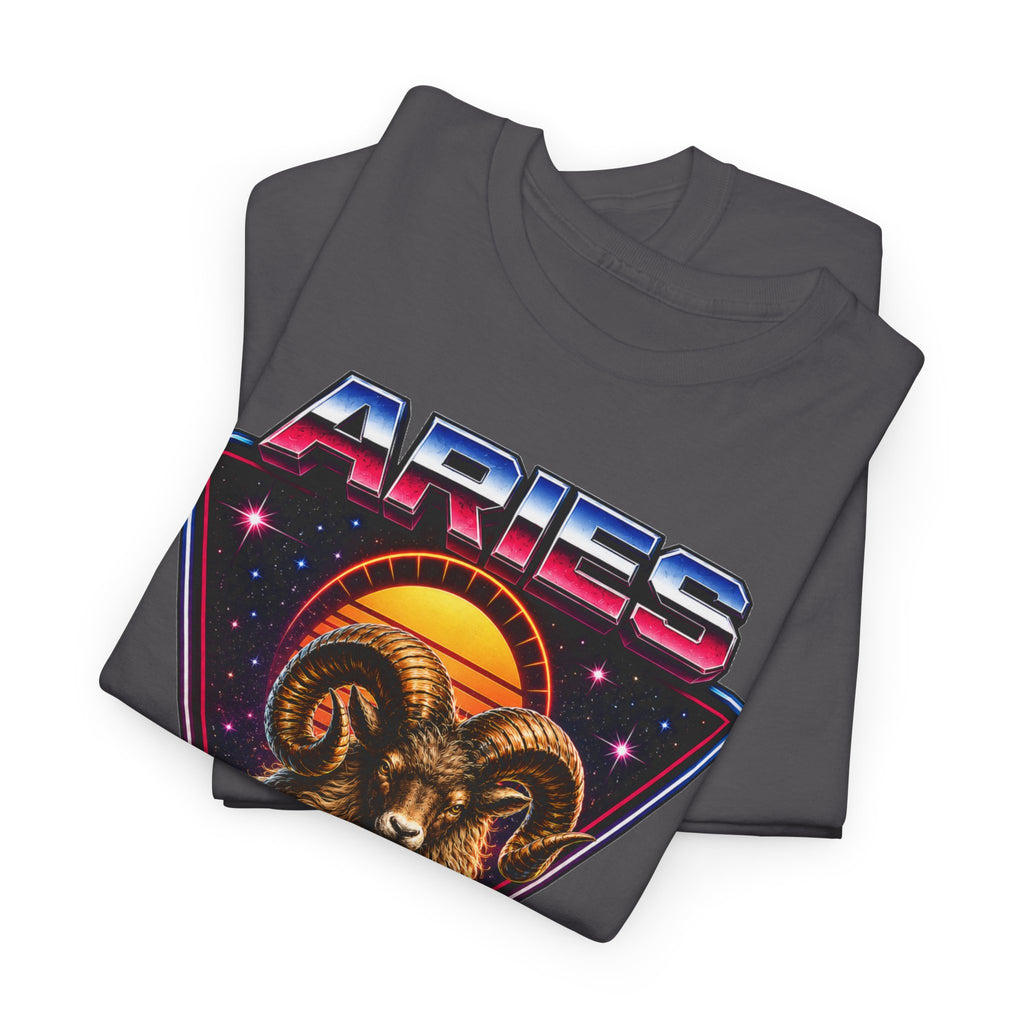 Aries Zodiac Tee — Retro 80s style Ram Astrology T-Shirt