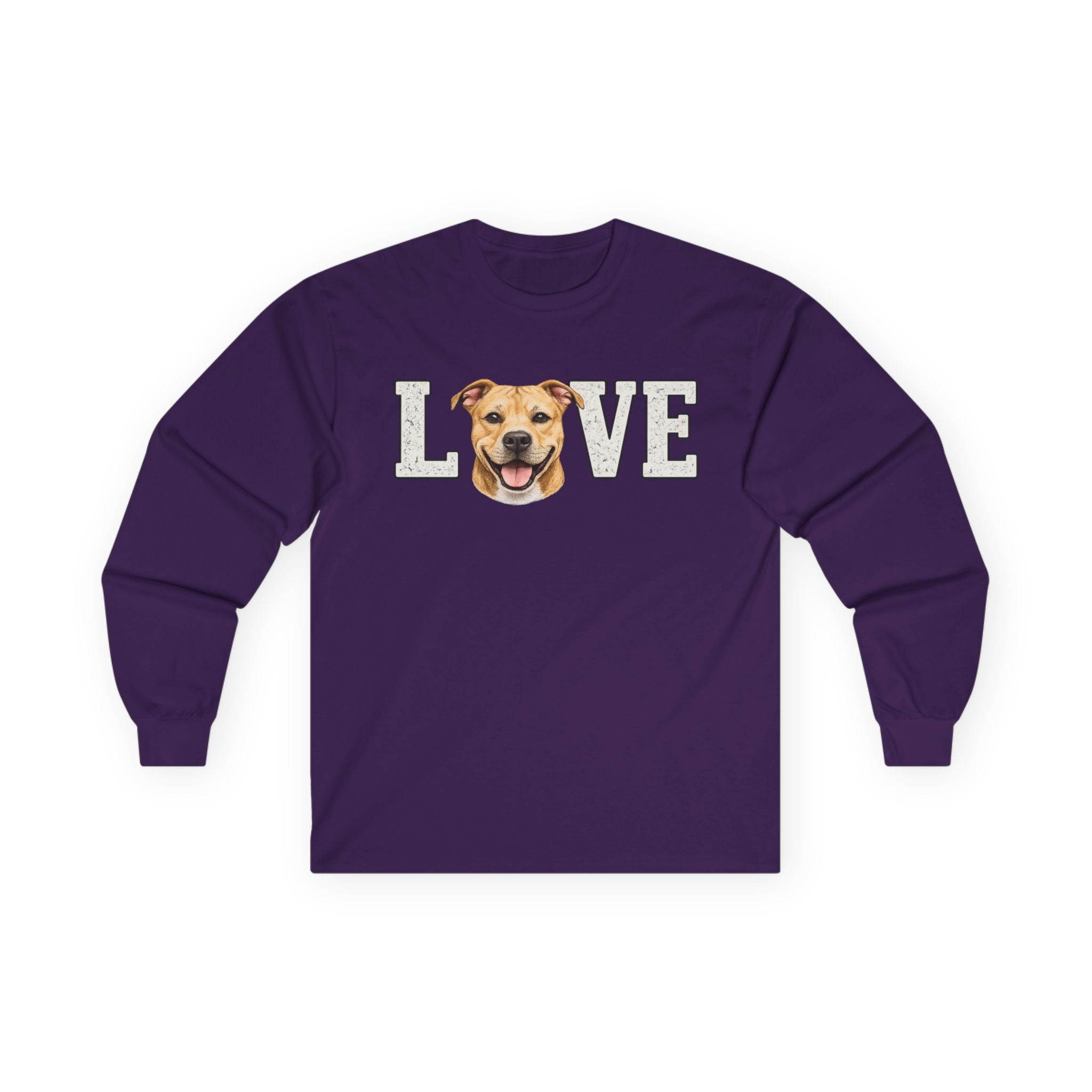 Love Dog Long Sleeve Tee — Cute Pet Portrait "LOVE" Shirt