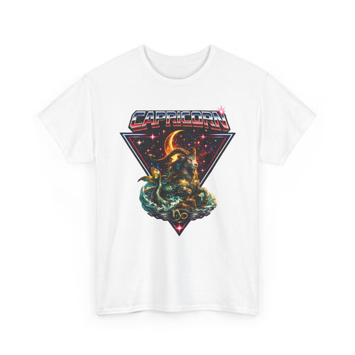 Capricorn Retro  Zodiac T‑Shirt — vintage 80s Style Celestial Sea Goat Design