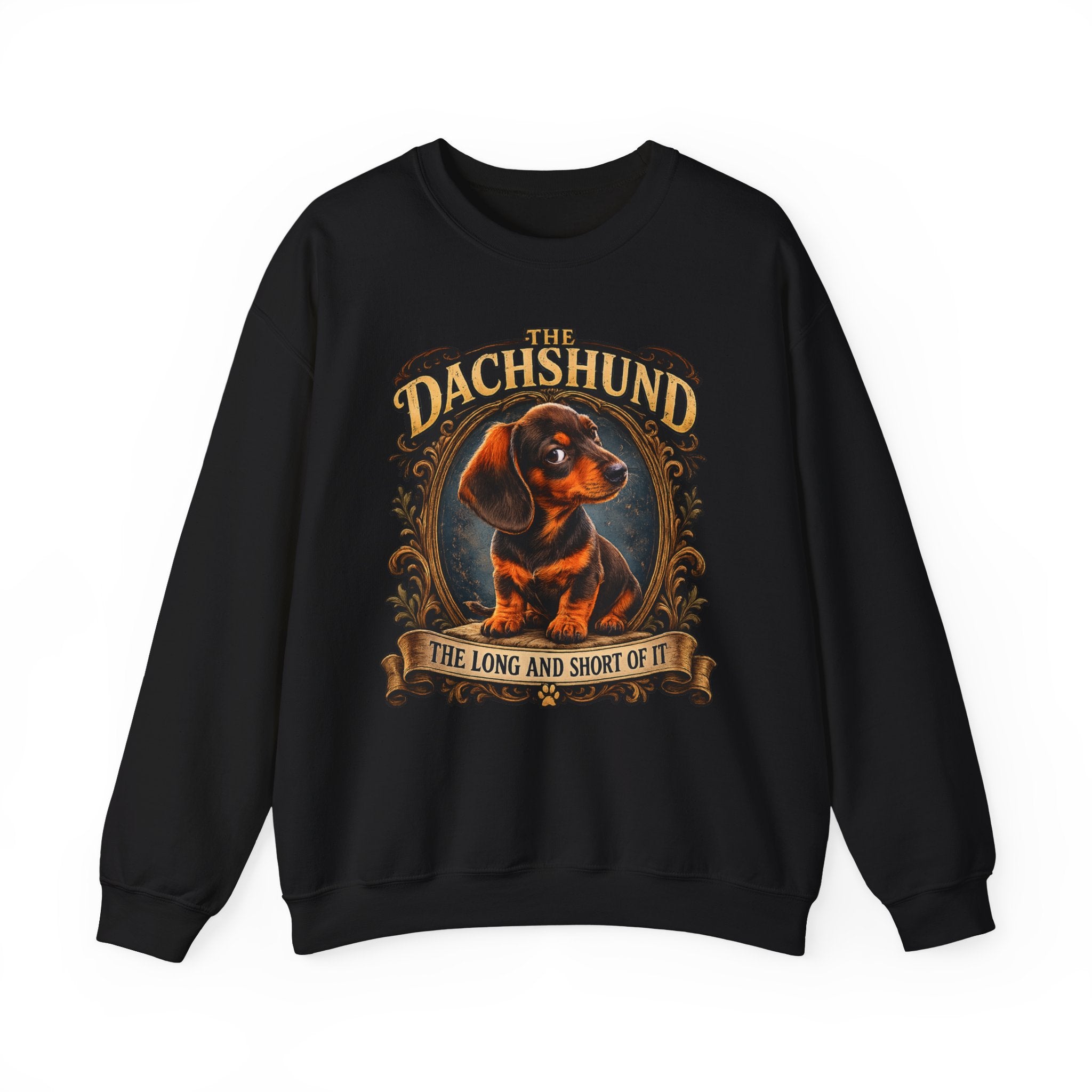 Dachshund Crewneck Sweatshirt - "The Dachshund: The Long and Short of It" Vintage Dog Portrait