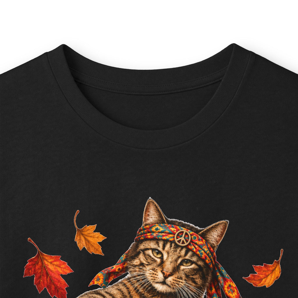 Boho Cat Guitar T- Shirt - Hippie Cat Fall Shirt, Peace Love Music tee