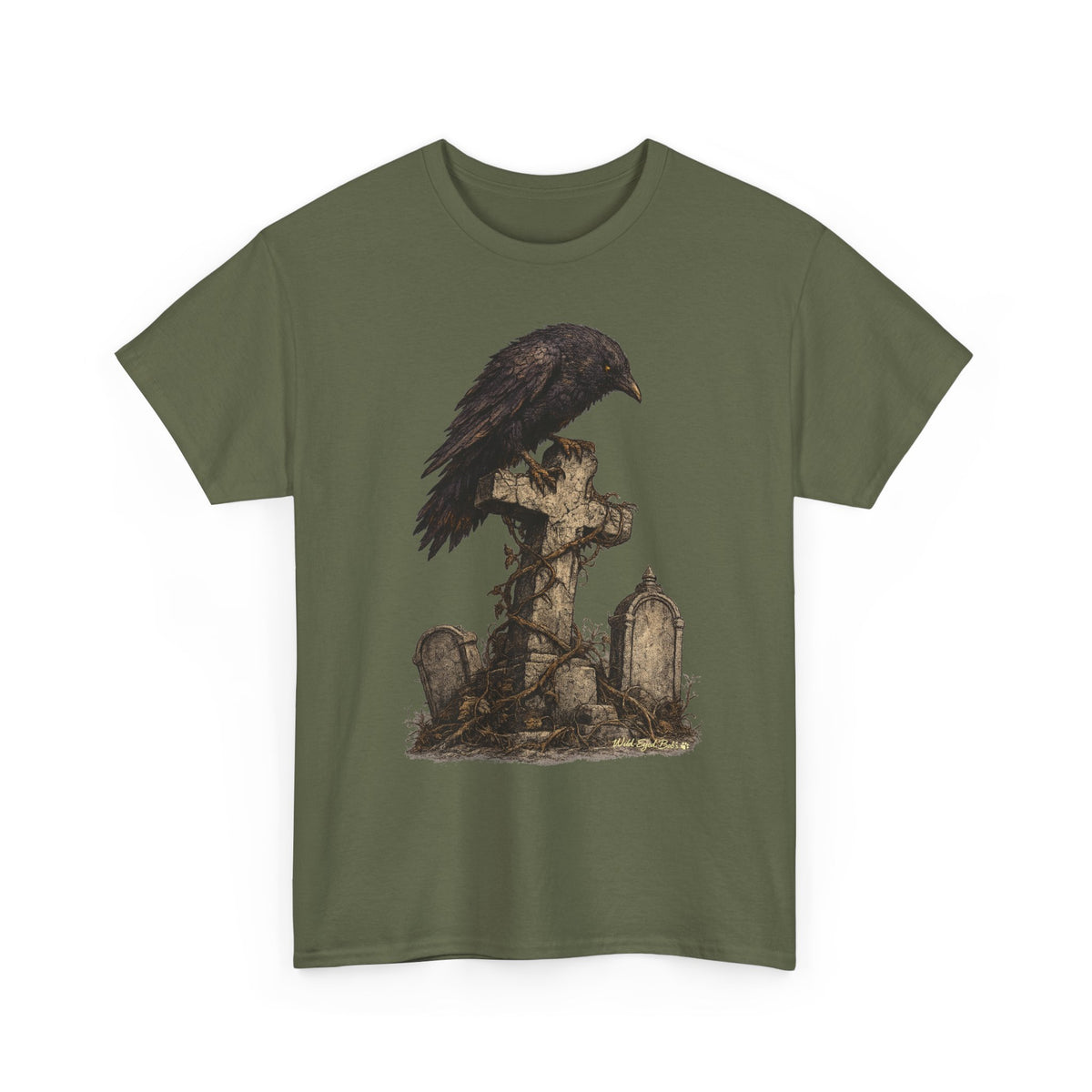 Gothic Raven on Graveyard T-Shirt-Gothic Cemetery