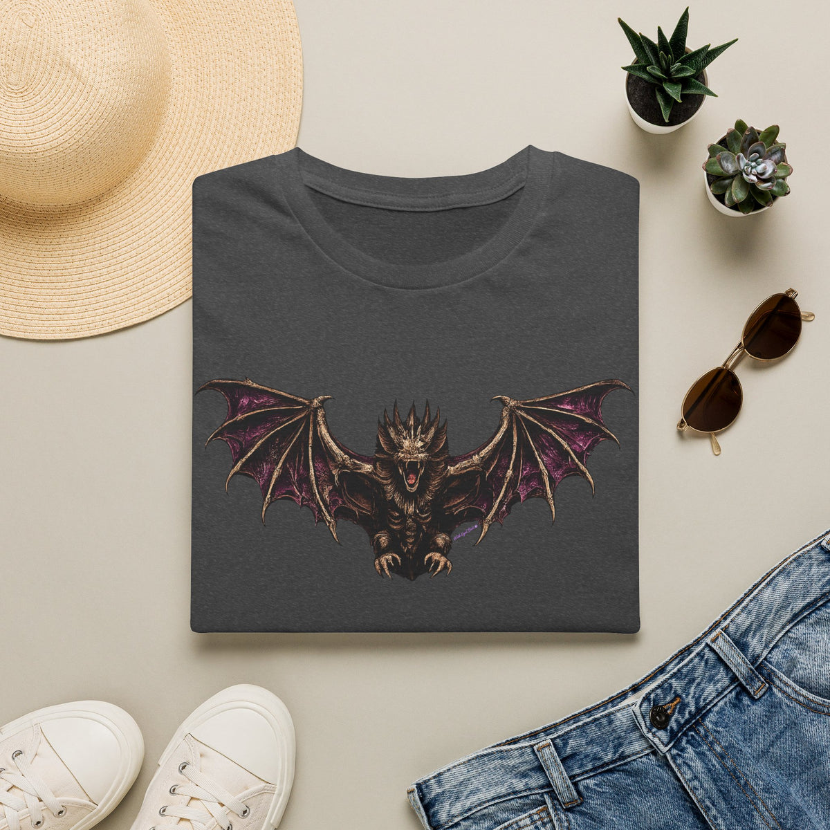 Gothic Bat Demon T-Shirt — Dark Fantasy Graphic Tee for Gothic & Halloween Fans