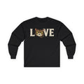 Long Sleeve Tee — "LOVE "tabby  Cat Face Graphic