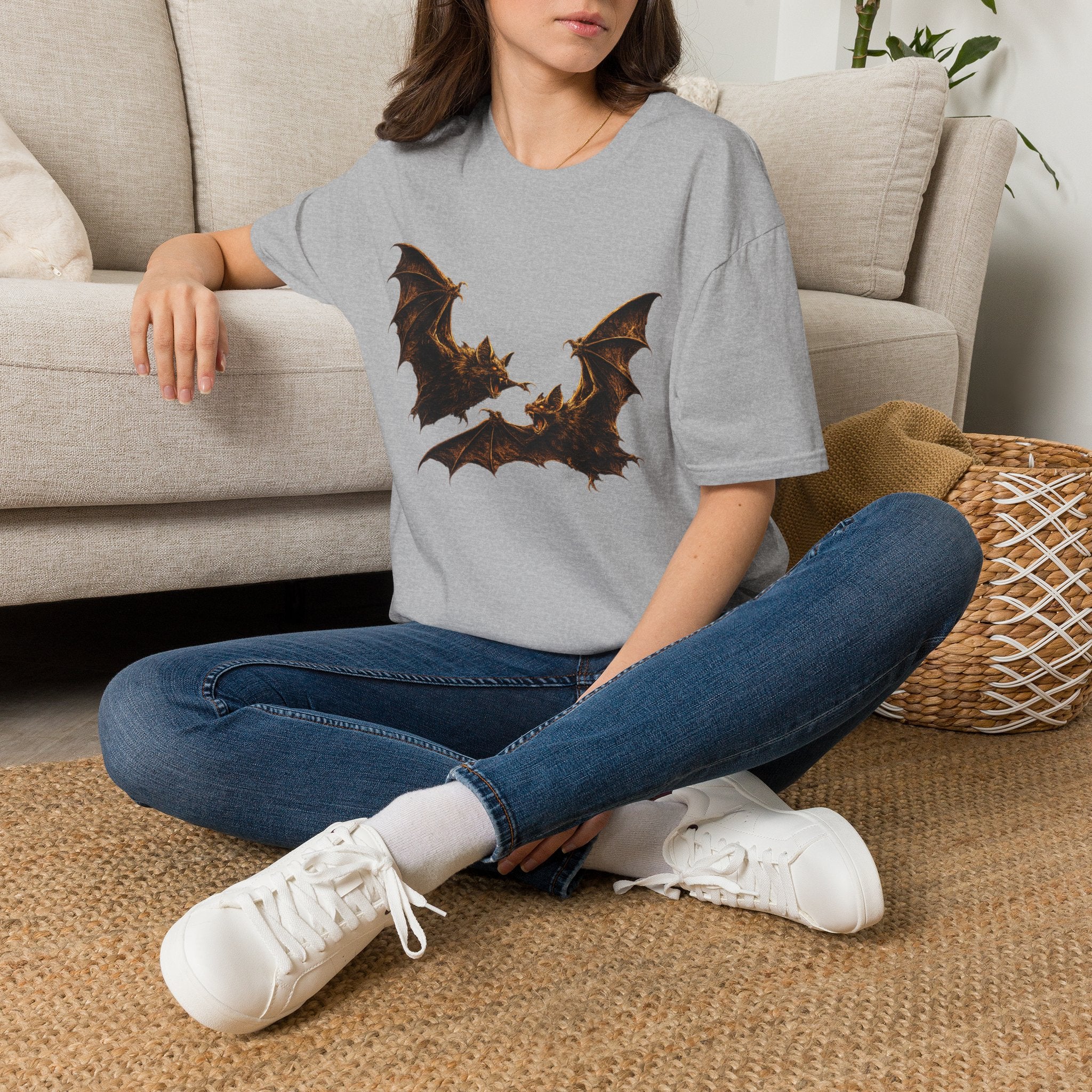 Bat Silhouette T-Shirt — Gothic Halloween Black Tee
