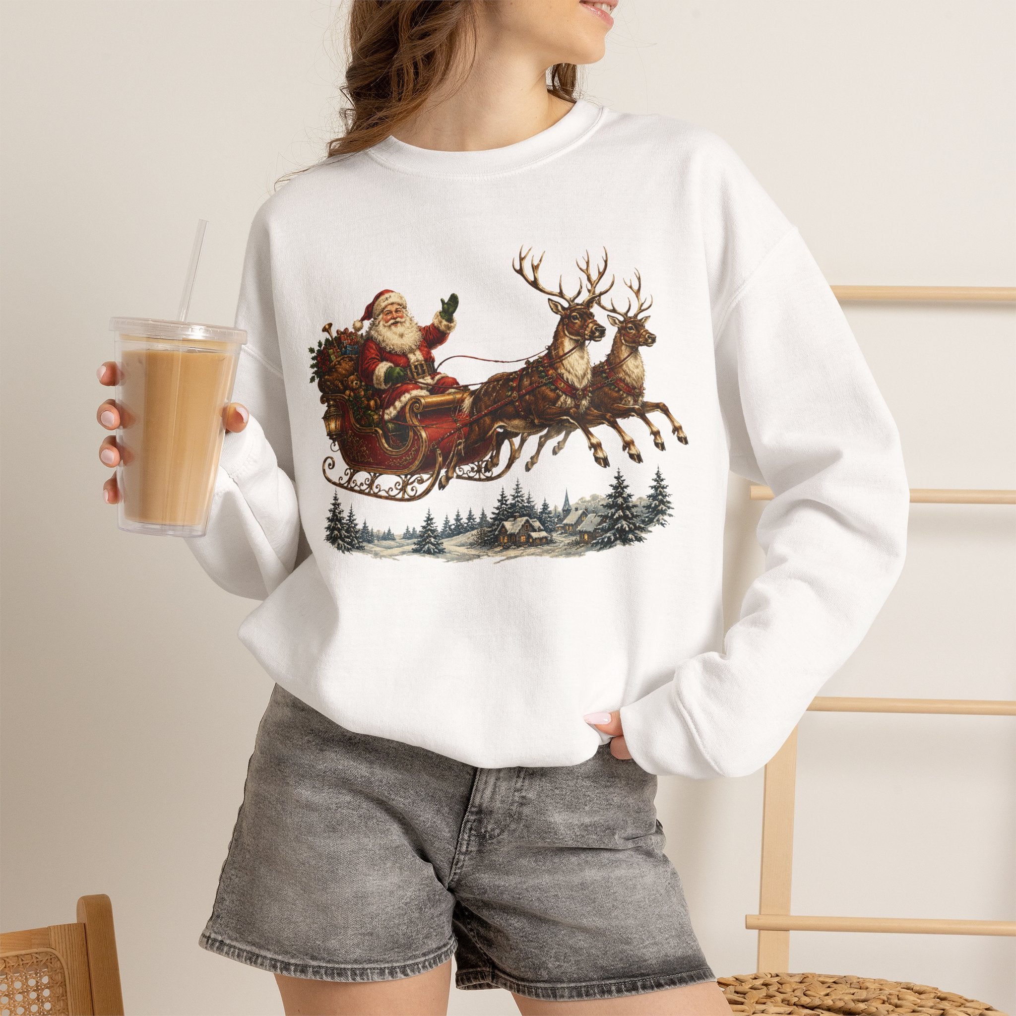 Vintage Santa Sleigh Crewneck Sweatshirt