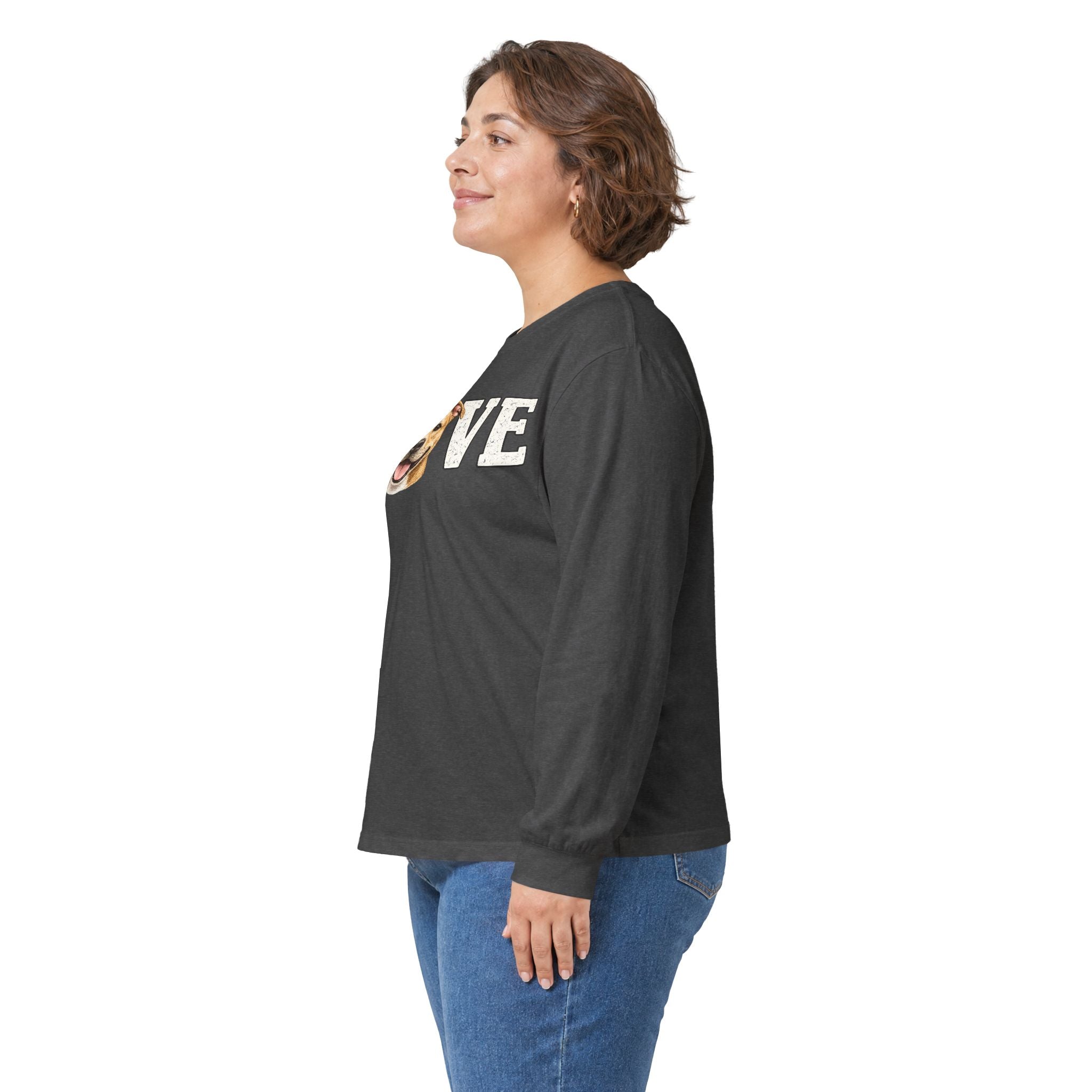 Love Dog Long Sleeve Tee — Cute Pet Portrait "LOVE" Shirt