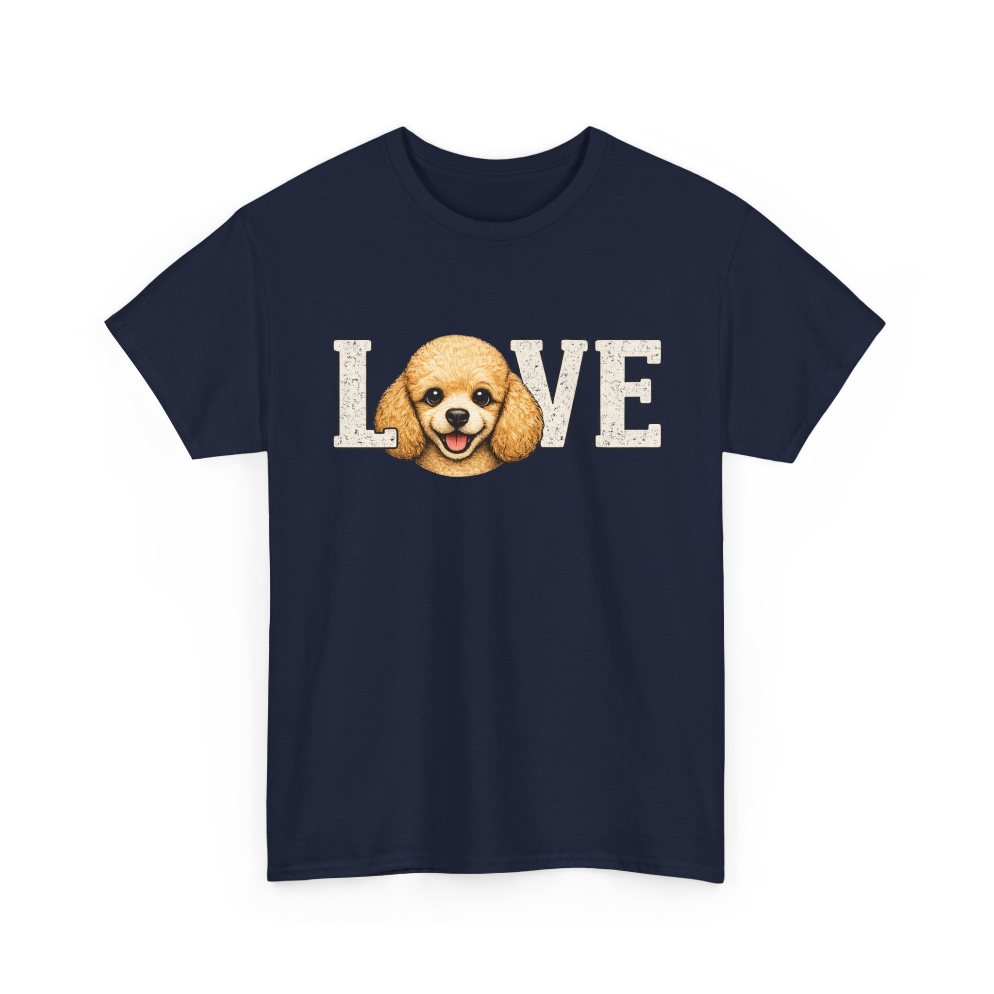 Poodle Love T-Shirt — 'LOVE' Graphic Tee with Cute Dog Face