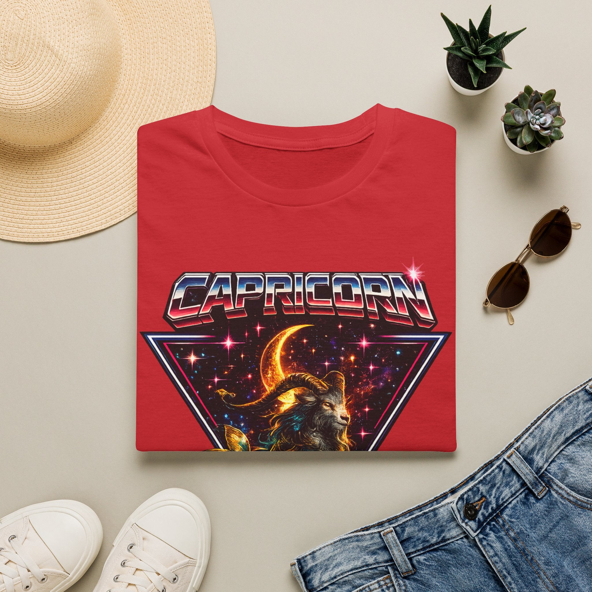 Capricorn Zodiac T-Shirt — Retro Cosmic Sea Goat Astrological Tee