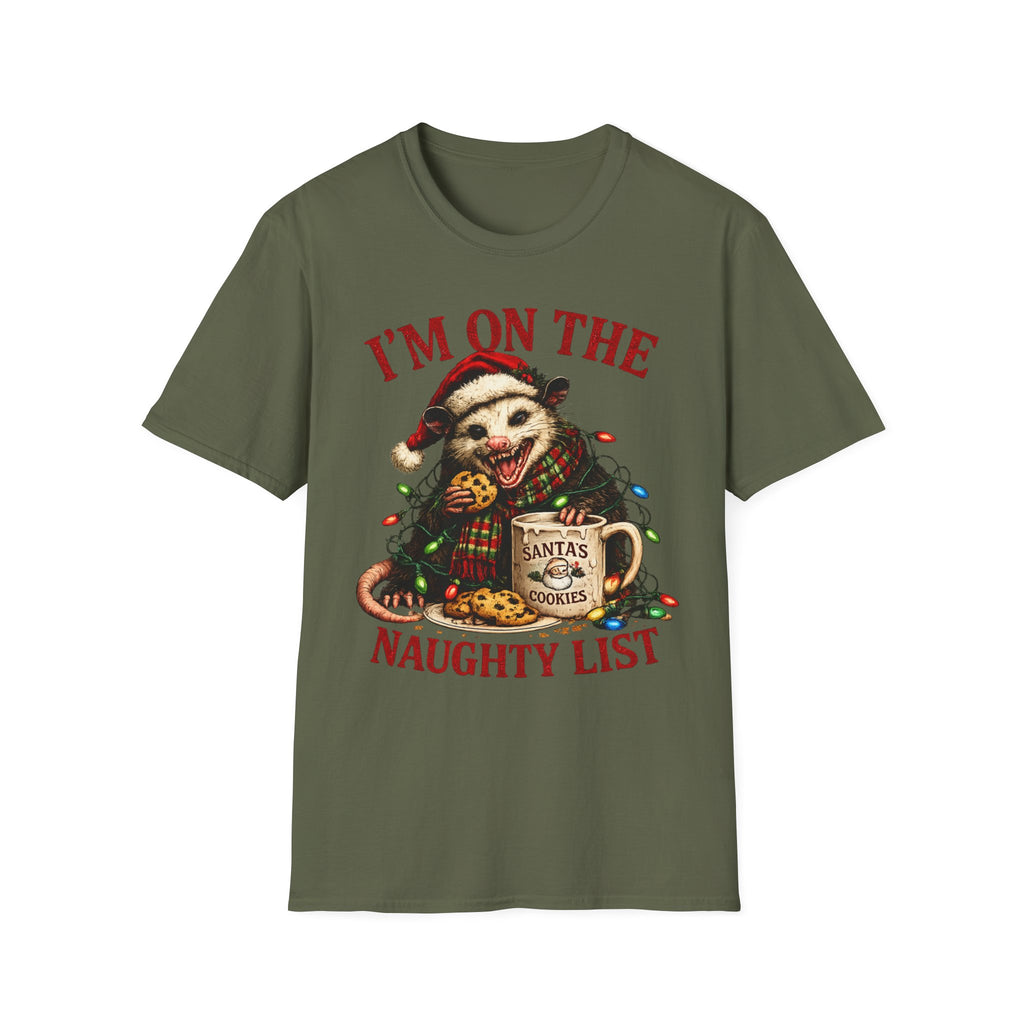 I'm On The Naughty List Possum T-Shirt — Funny Holiday Christmas Tee