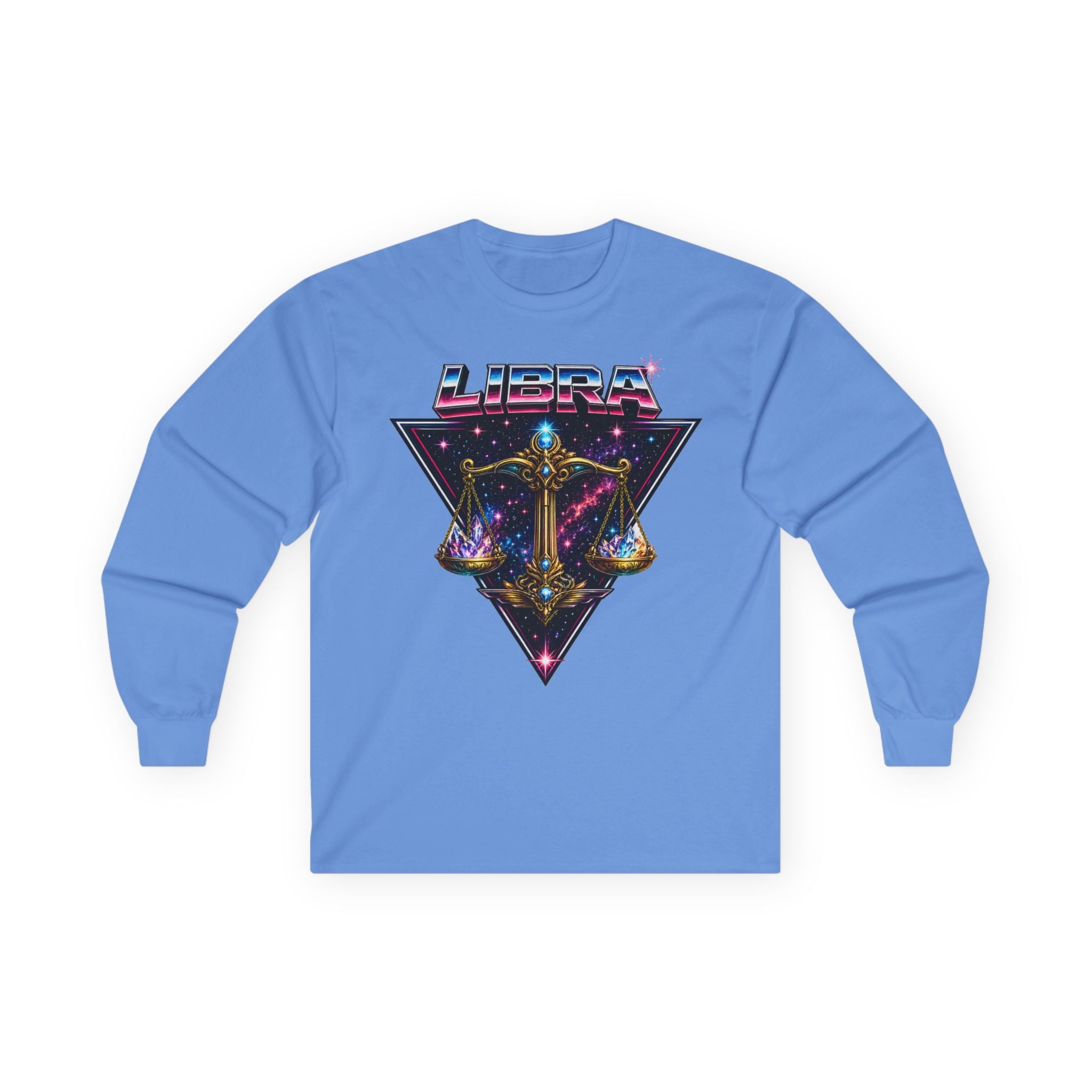 Libra Zodiac Scales Long Sleeve Tee — Retro Cosmic Astrology Shirt