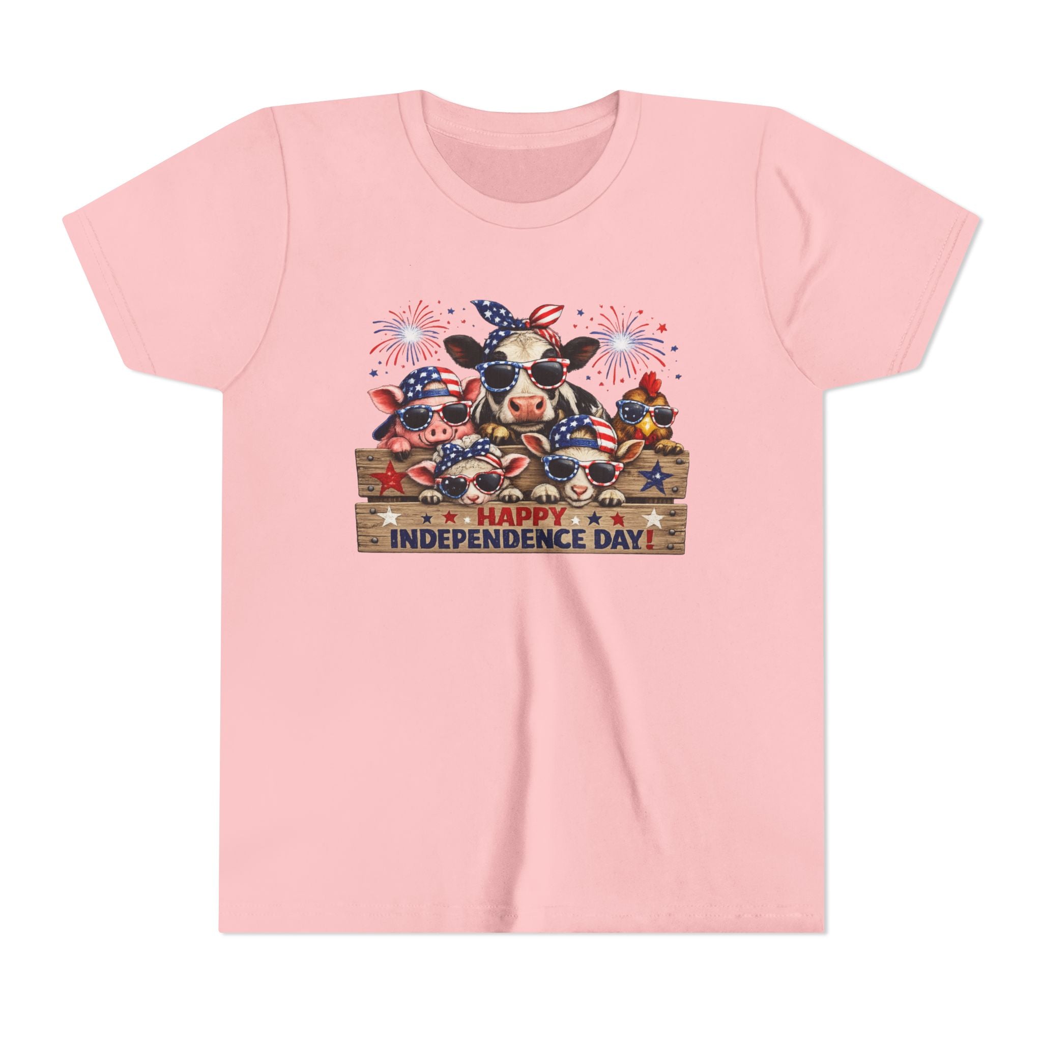 Youth Tee - Happy Independence Day Cow Patriotic Graphic