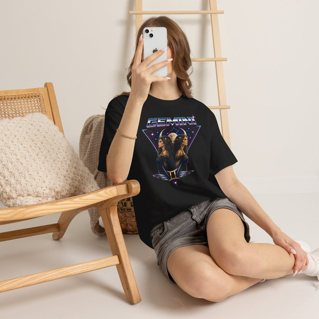 Gemini Zodiac Tee — Retro Twin Goddess Astrology T-Shirt