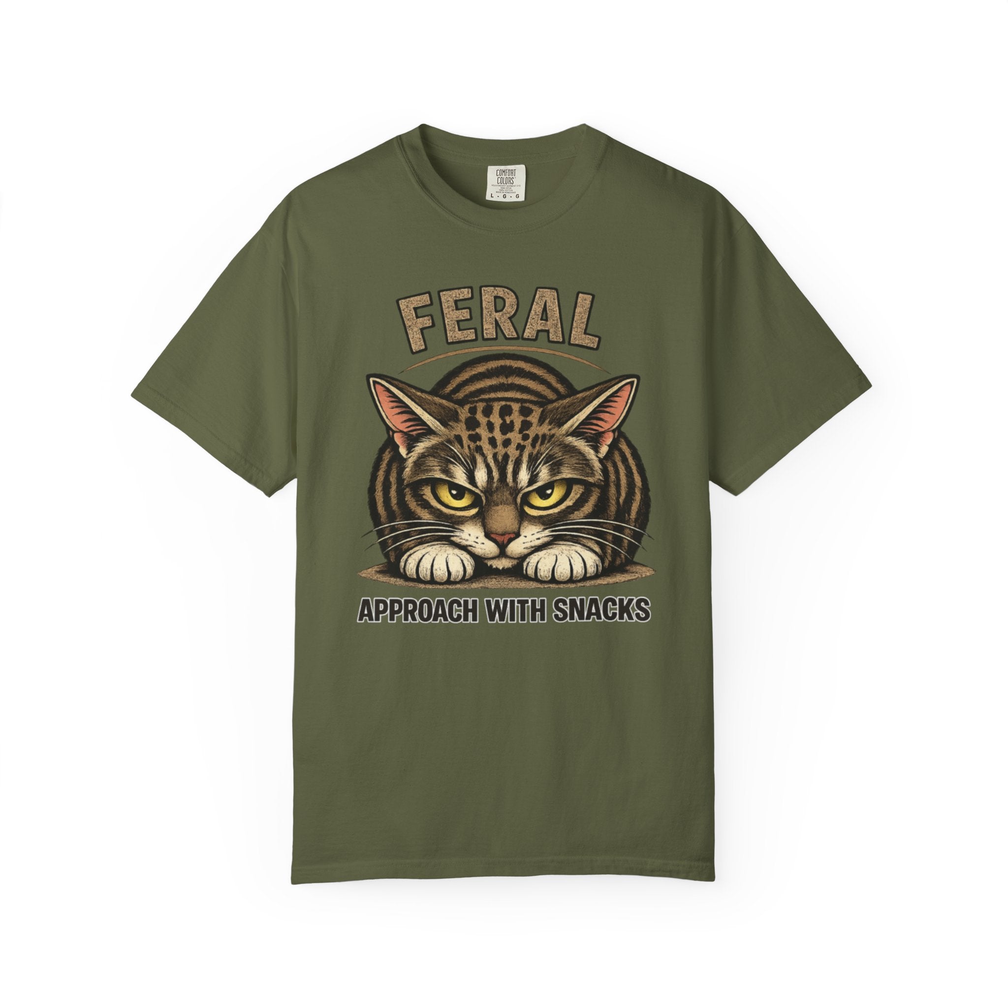 T-Shirt — "Feral: Approach With Snacks" Cat Graphic Tee