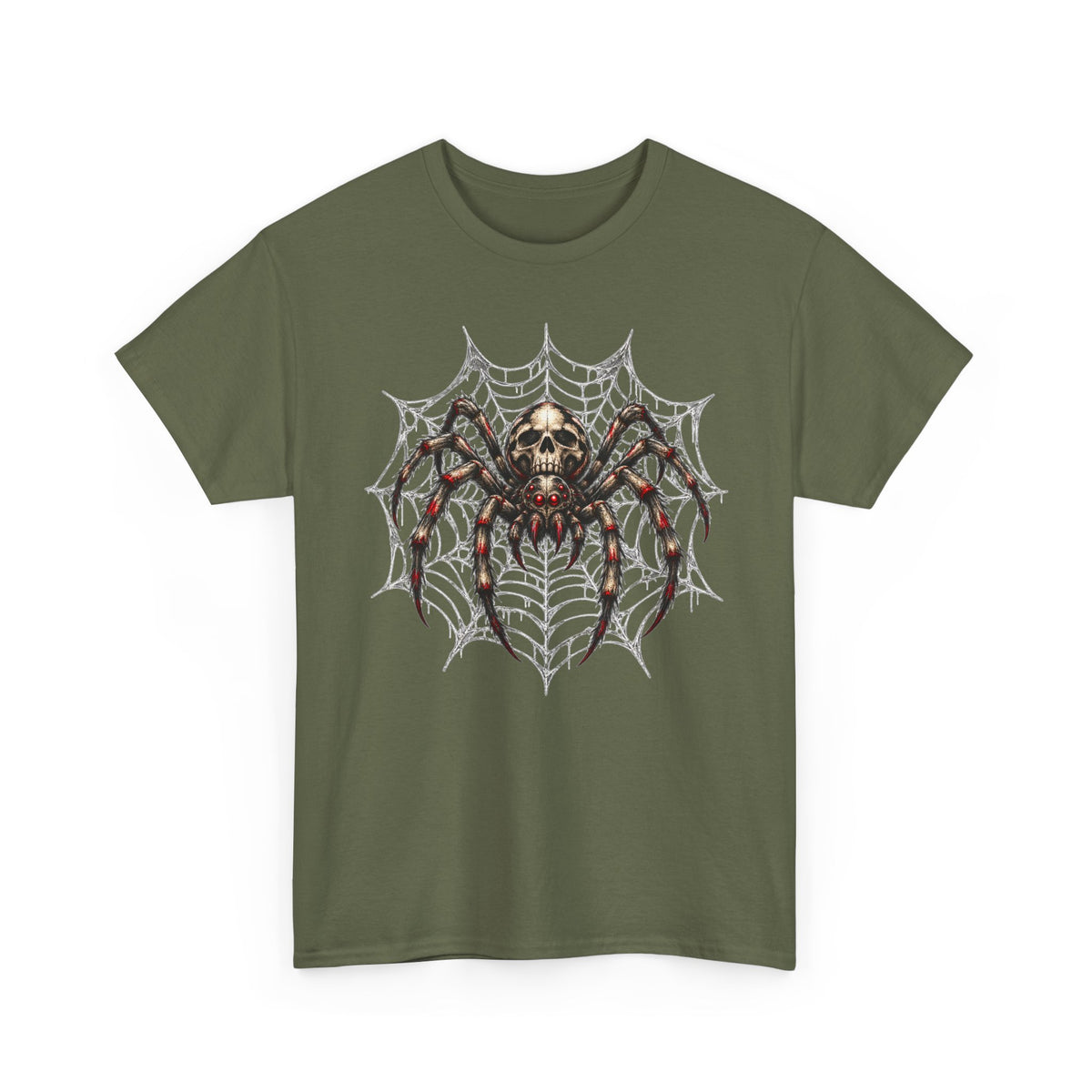 Spider Skull Web T‑Shirt — Gothic Halloween Graphic Tee
