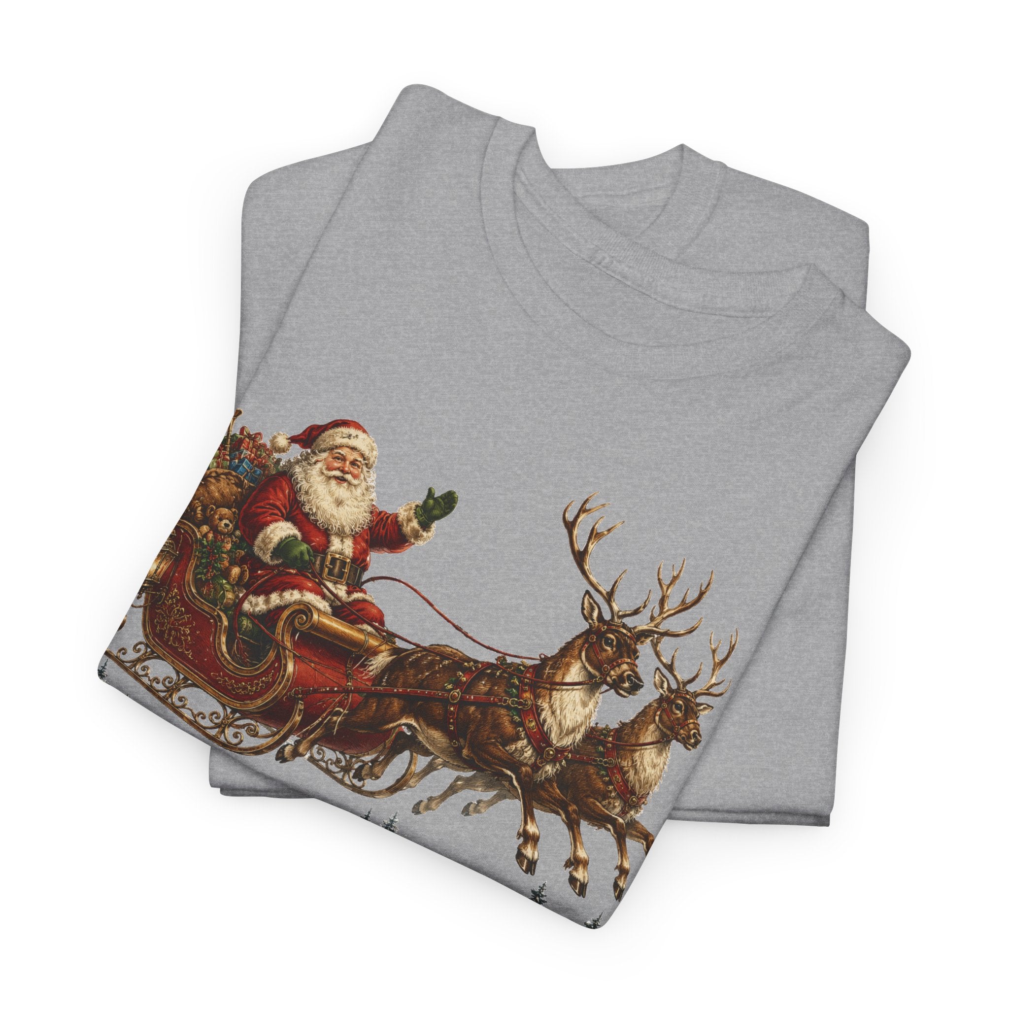 Santa Sleigh Christmas Tee — Vintage Holiday T-Shirt