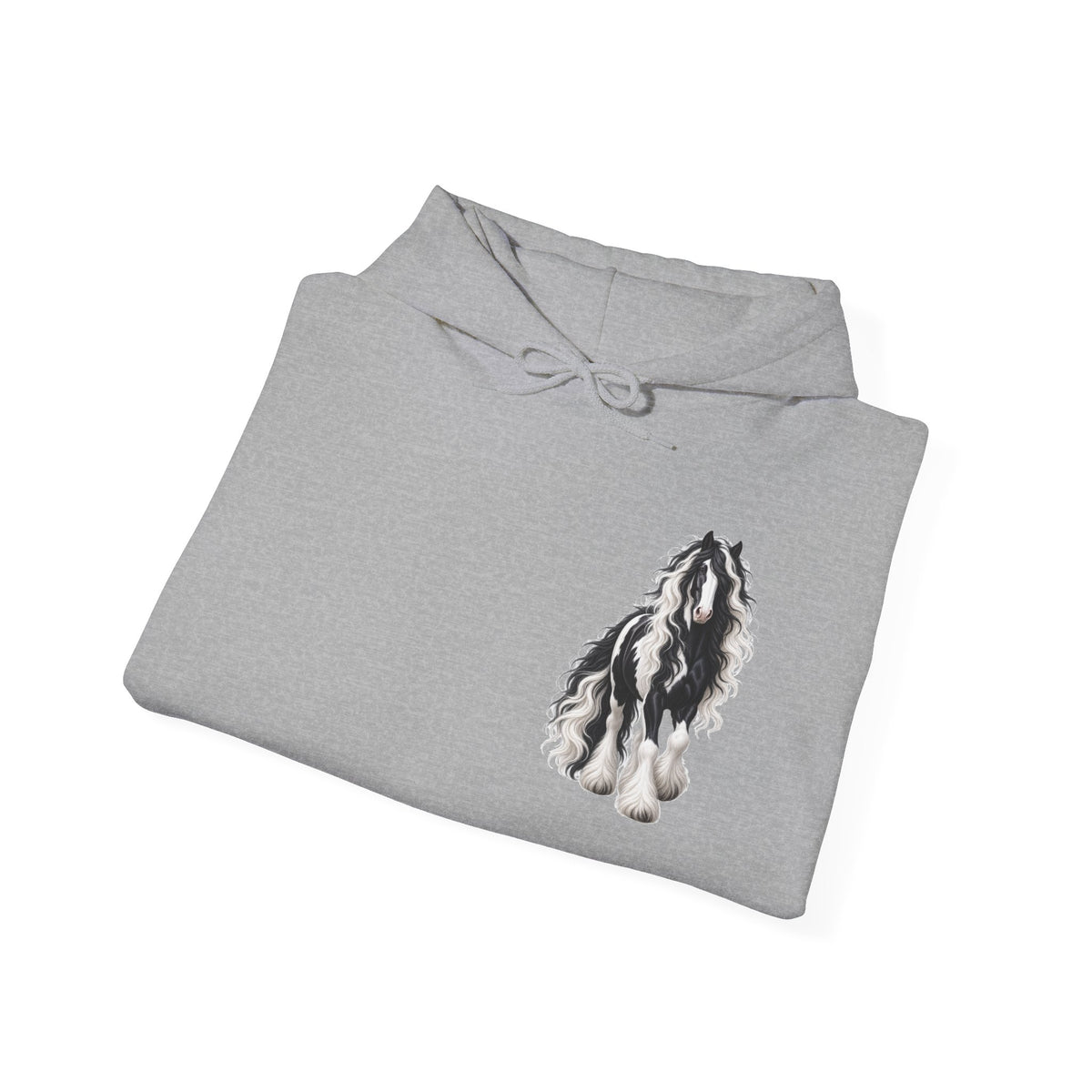 Gypsy Vanner Horse Pocket Hoodie — Small Chest Art, Equestrian Sweatshirt