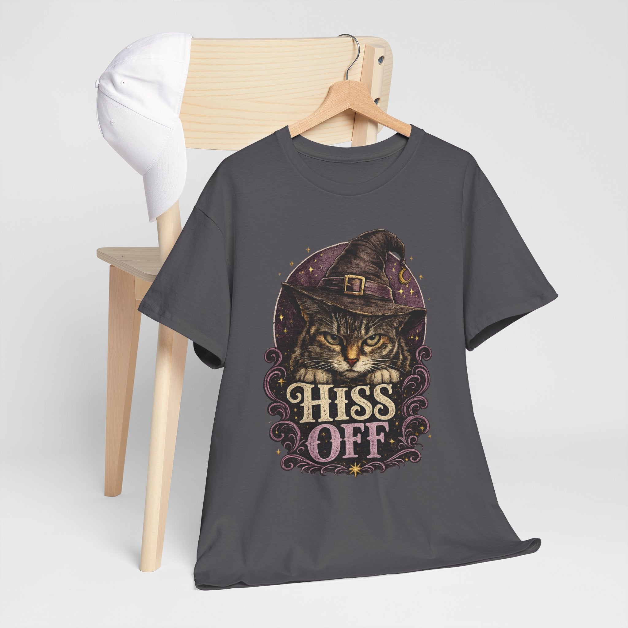 Hiss Off Witch Cat Tee — Halloween Spooky Cat Graphic T-Shirt