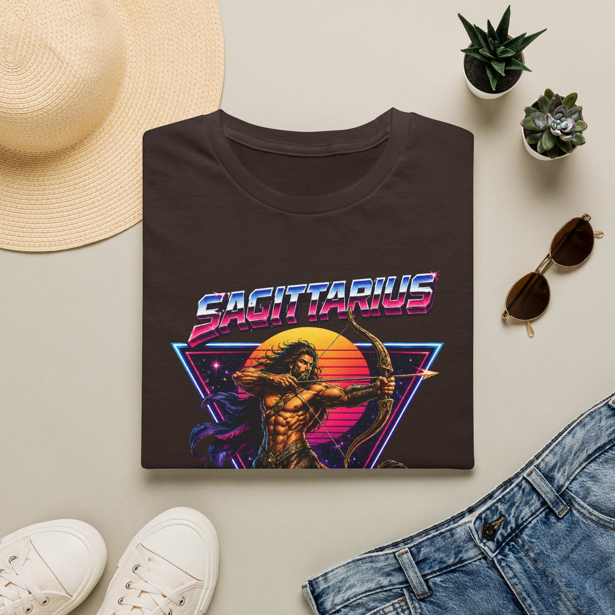 Sagittarius Archer T-Shirt — Retro Neon Zodiac Tee