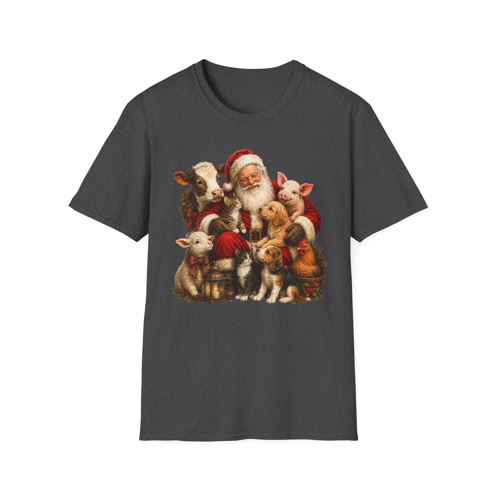 Santa with Farm Animals Christmas T-Shirt
