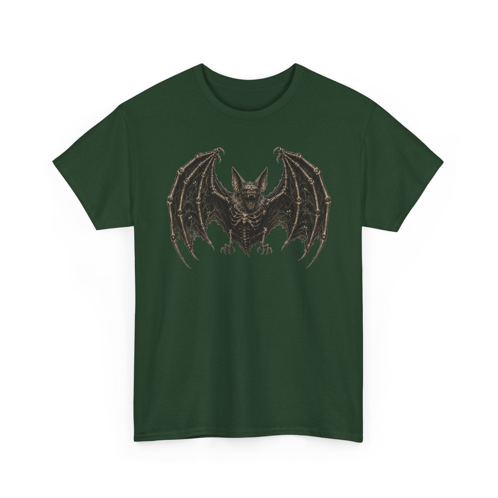 Gothic Bat Graphic Tee — Vintage Winged Skeletal Bat T‑Shirt for Halloween & Gothic Style