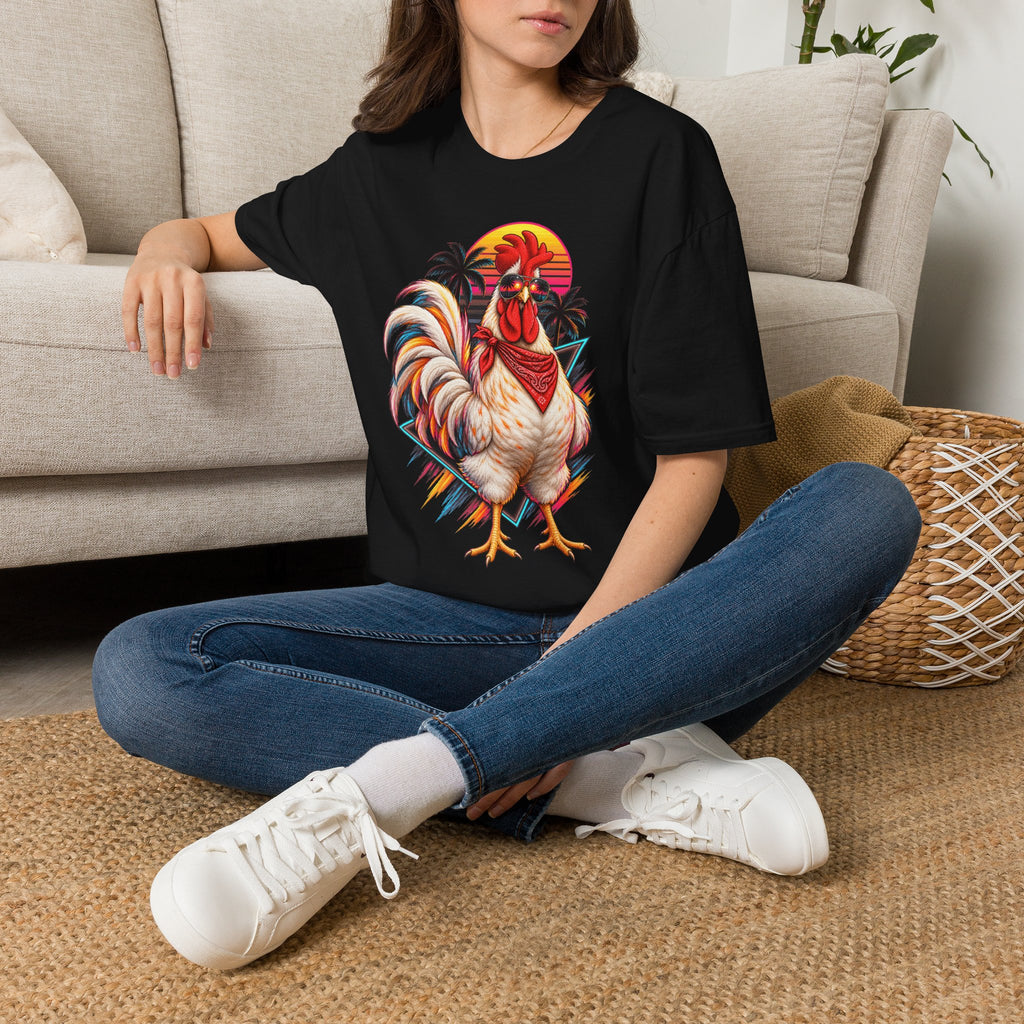 Rooster Sunset T-Shirt — Tropical Rooster Graphic Tee