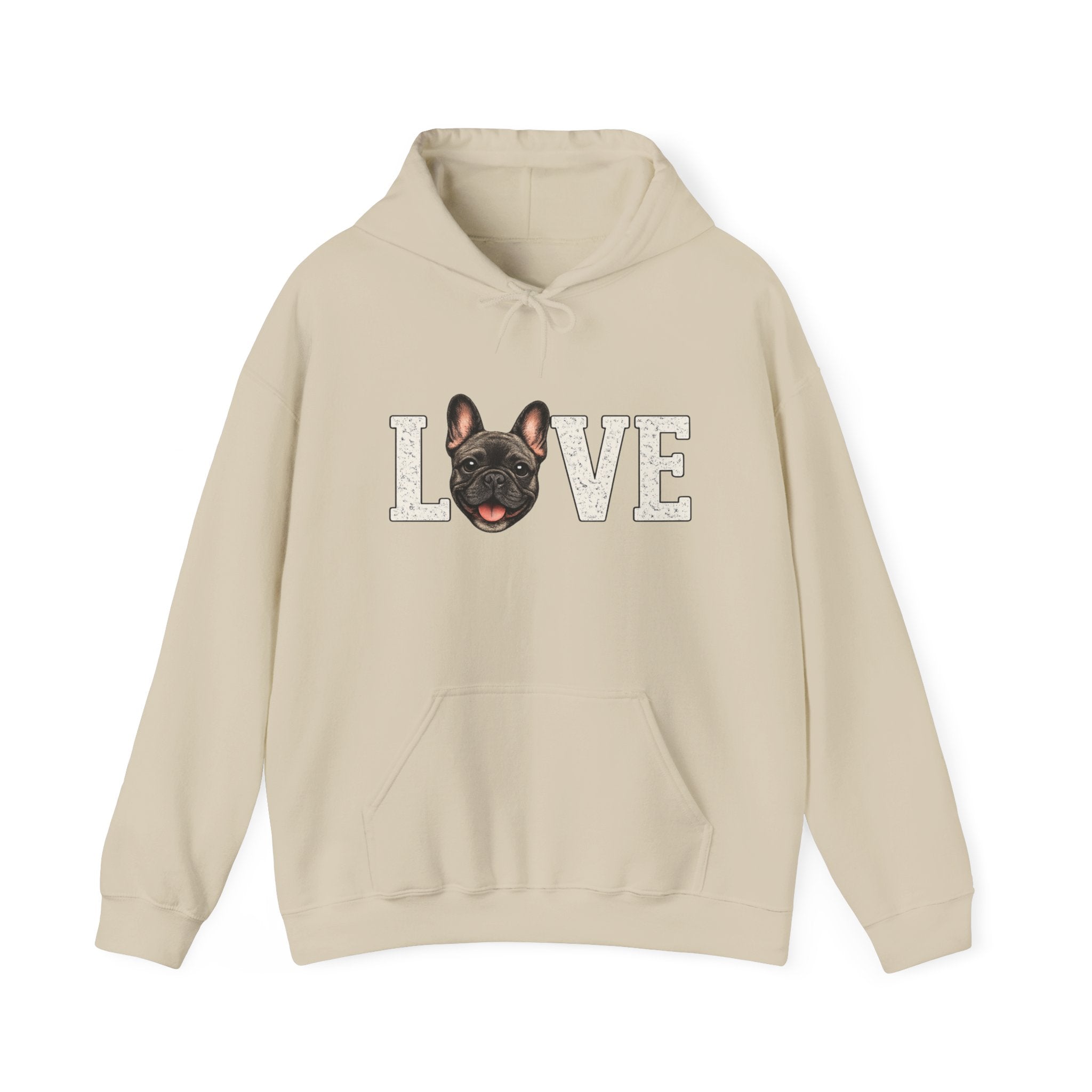 French Bulldog LOVE Hoodie — Cute Dog Lover Pullover for Pet Owners