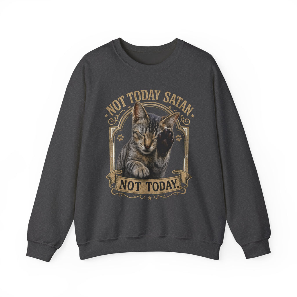 Not Today Satan Cat Sweatshirt – Funny Vintage Cat Crewneck