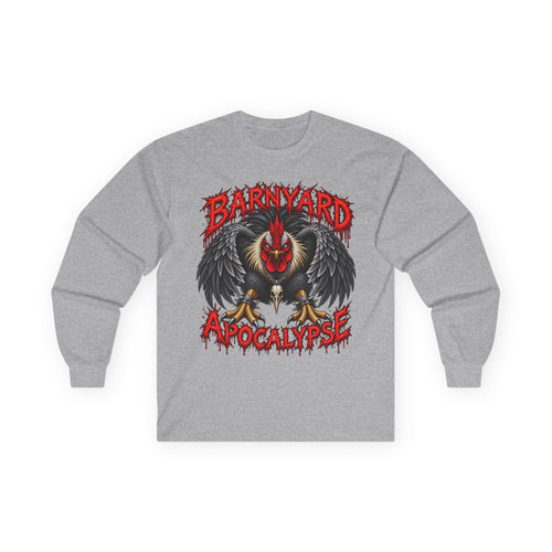Barnyard Apocalypse Long Sleeve Tee — Rooster Graphic Shirt