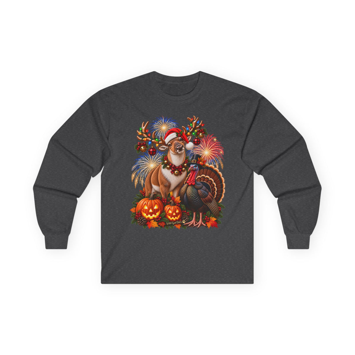Four Holidays One Shirt  , Halloween , Thanksgiving, Christmas and New Year's Shirt