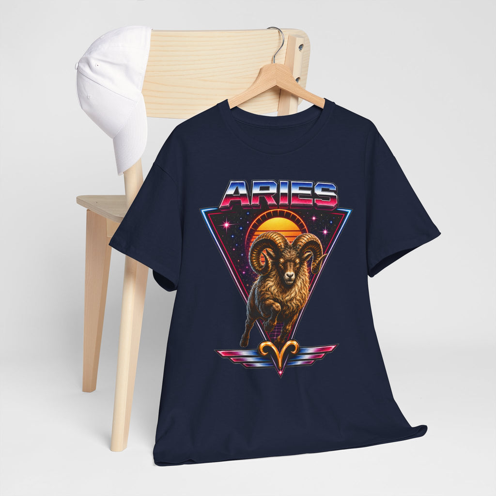Aries Zodiac Tee — Retro 80s style Ram Astrology T-Shirt