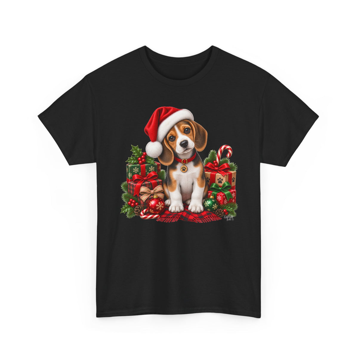 Christmas Beagle Puppy T-Shirt – Cute Santa Hat Holiday Tee