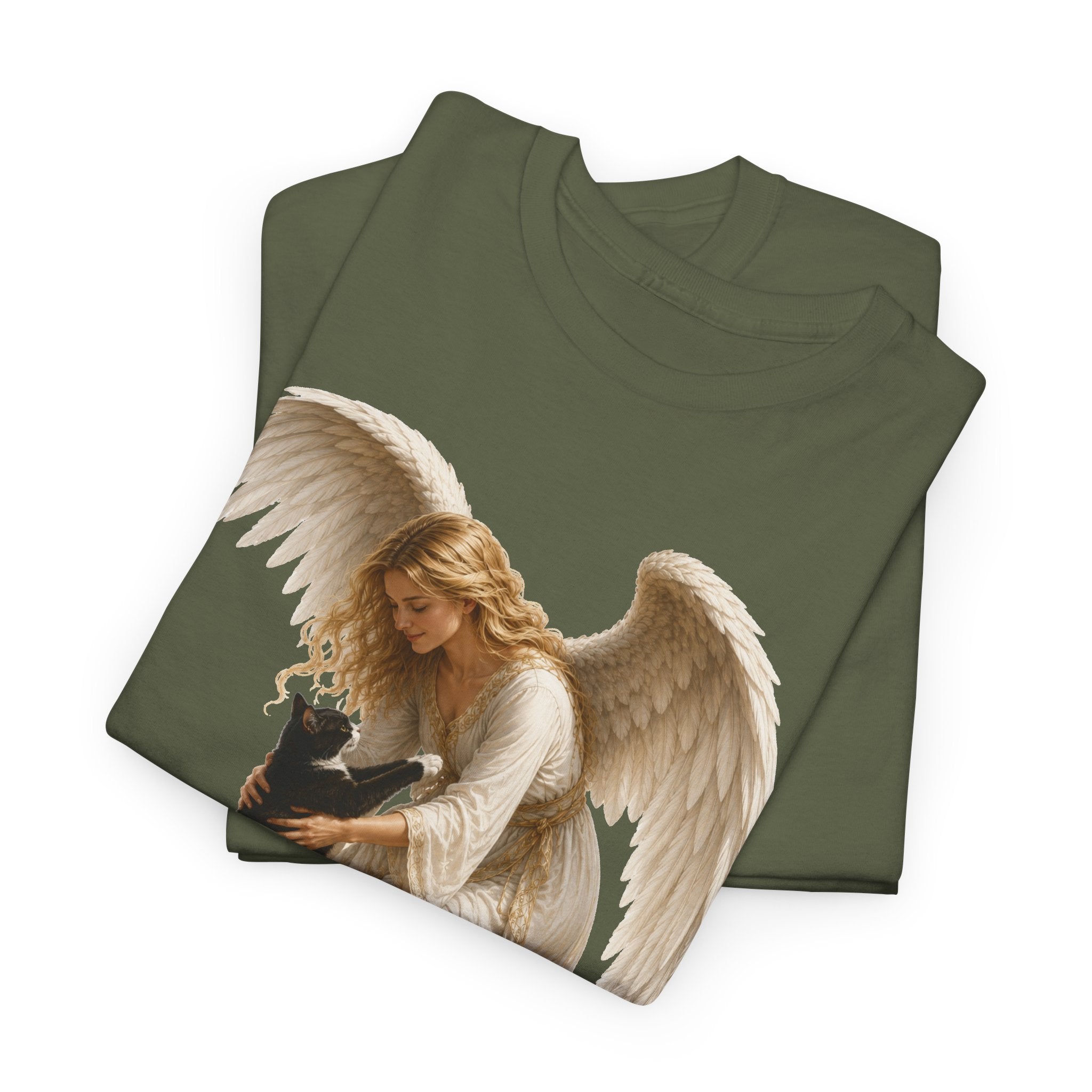 Angel with Cat T-Shirt — Guardian Angel Pet Lover Tee