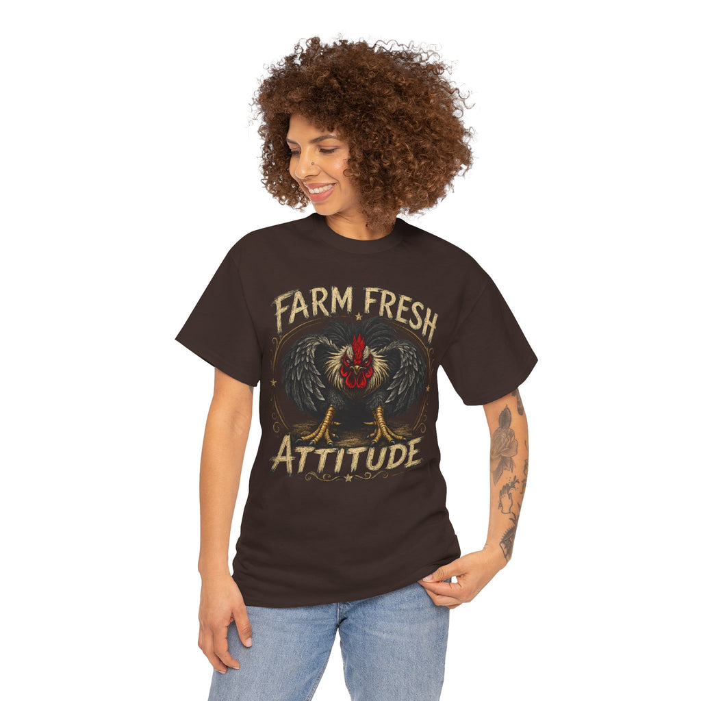 Farm Fresh Attitude T-Shirt — Rooster Vintage Farm Humor Tee