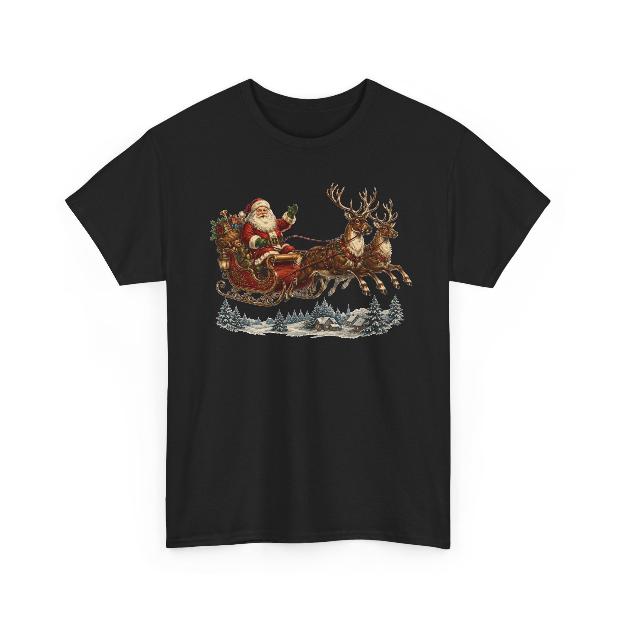 Santa Sleigh Christmas Tee — Vintage Holiday T-Shirt