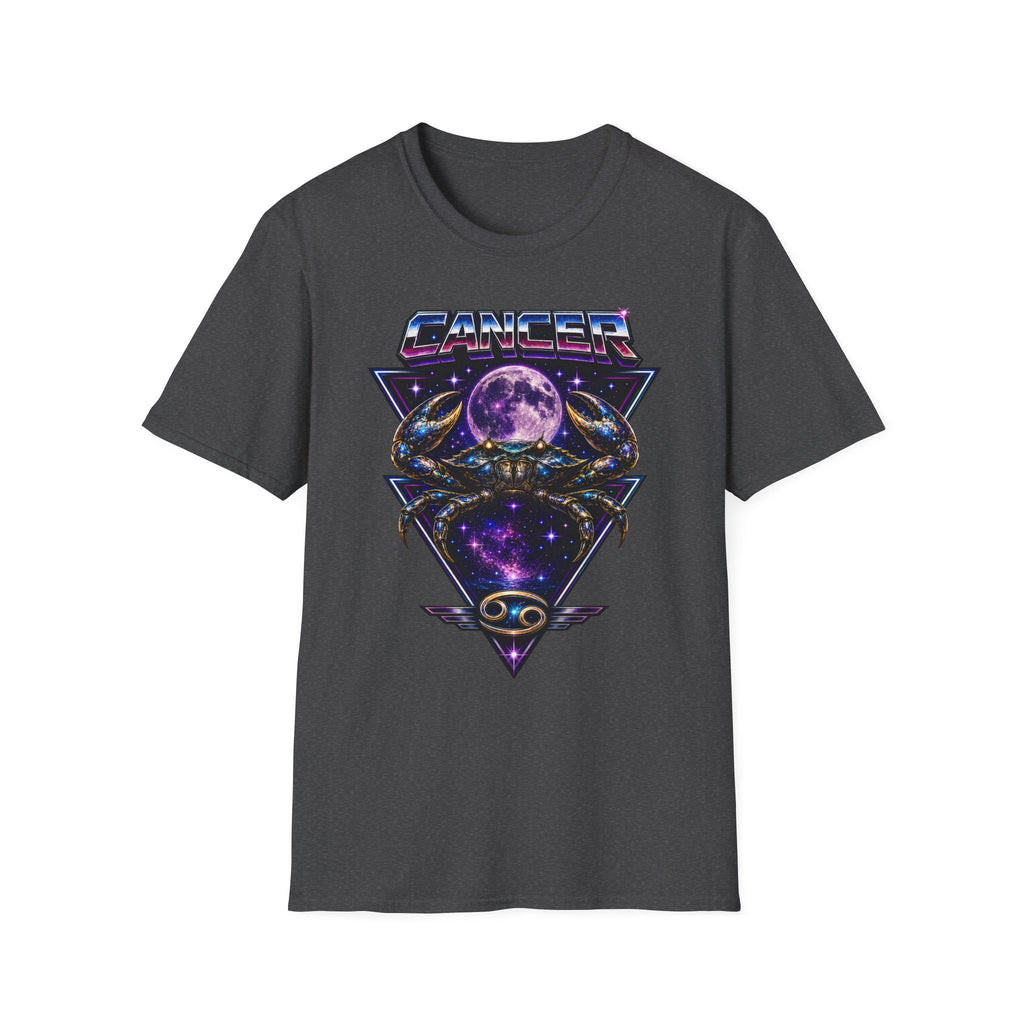 Cancer Zodiac T‑Shirt — Retro Cosmic Crab Design (Astrology Moon Graphic)