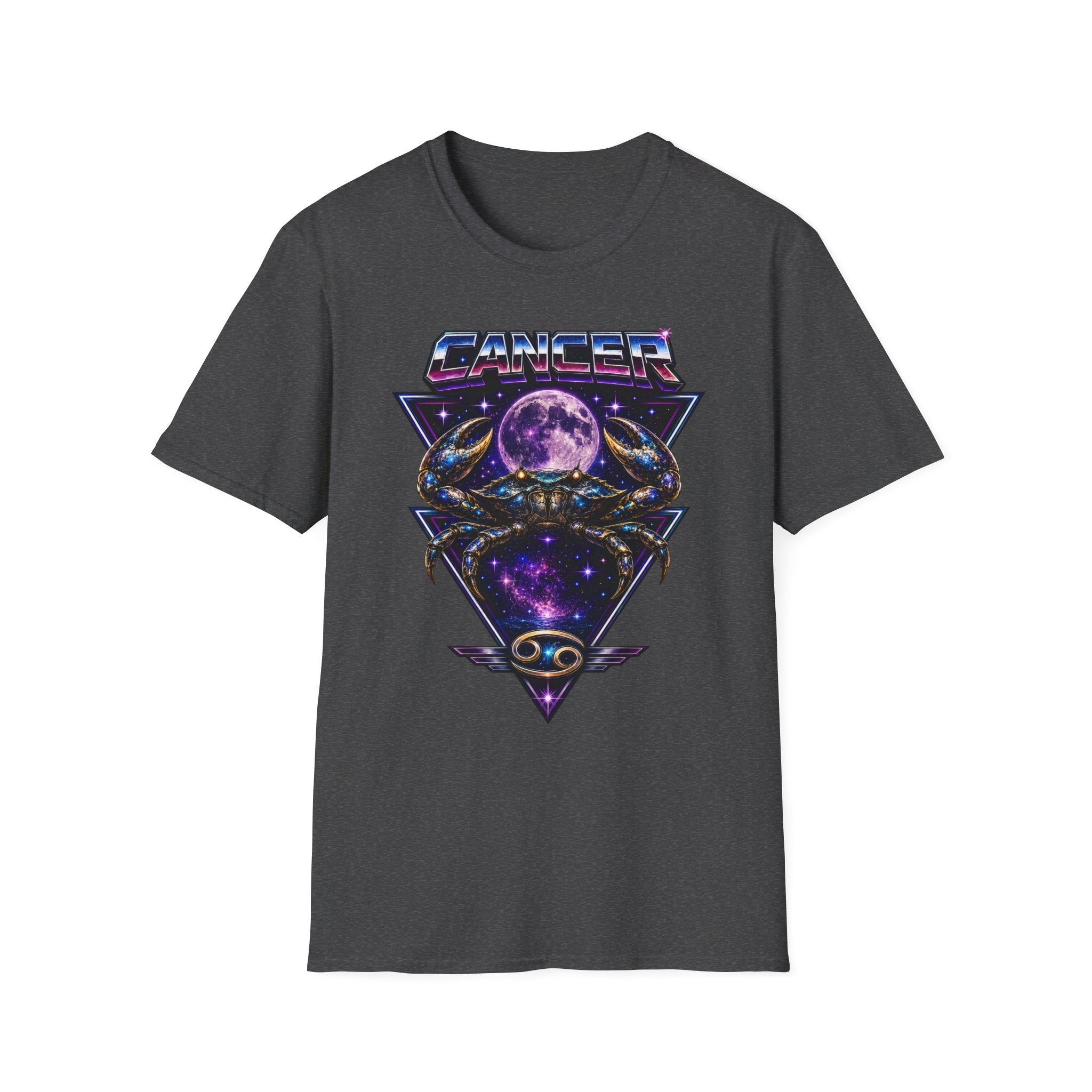 Cancer Zodiac T‑Shirt — Retro Cosmic Crab Design (Astrology Moon Graphic)