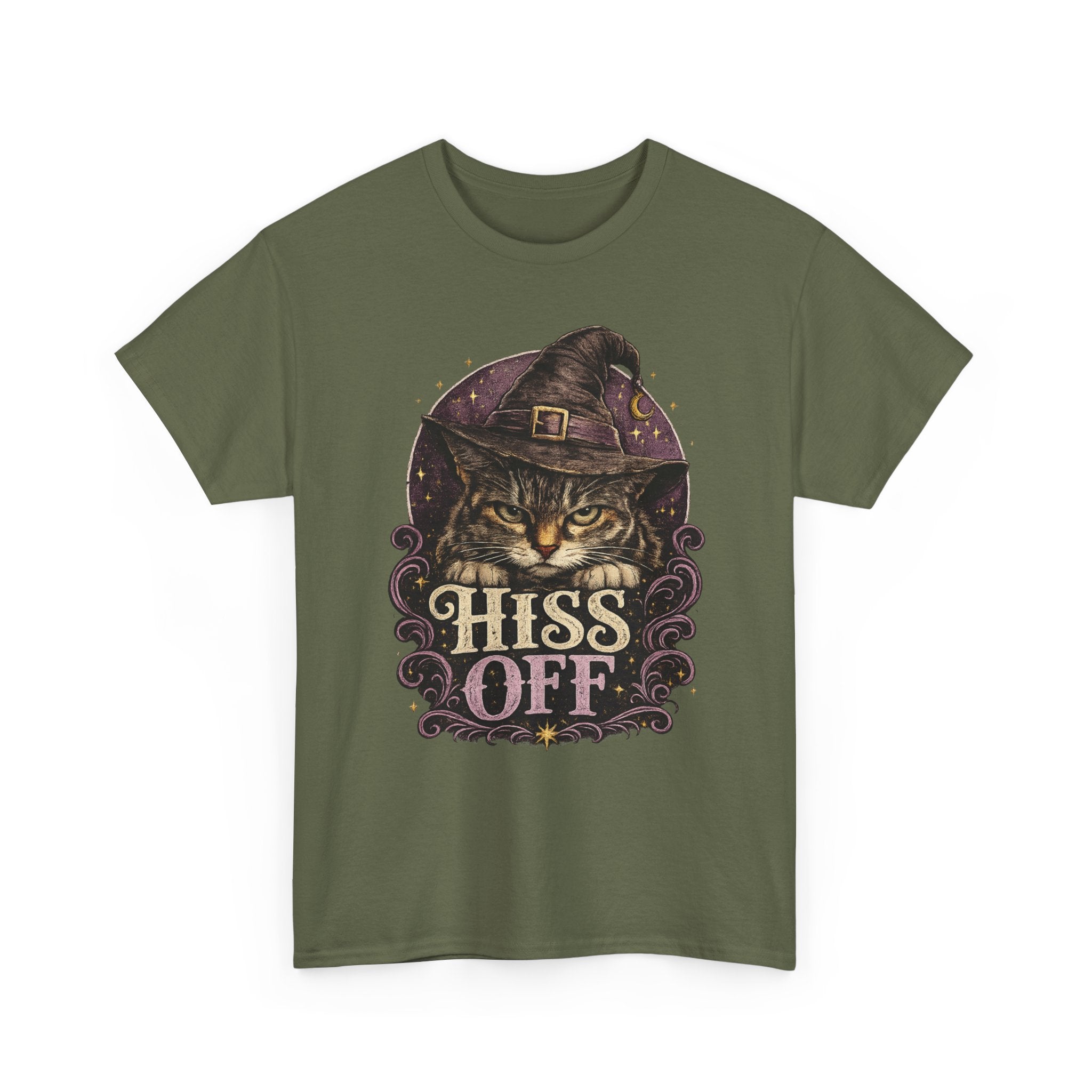 Hiss Off Witch Cat Tee — Halloween Spooky Cat Graphic T-Shirt