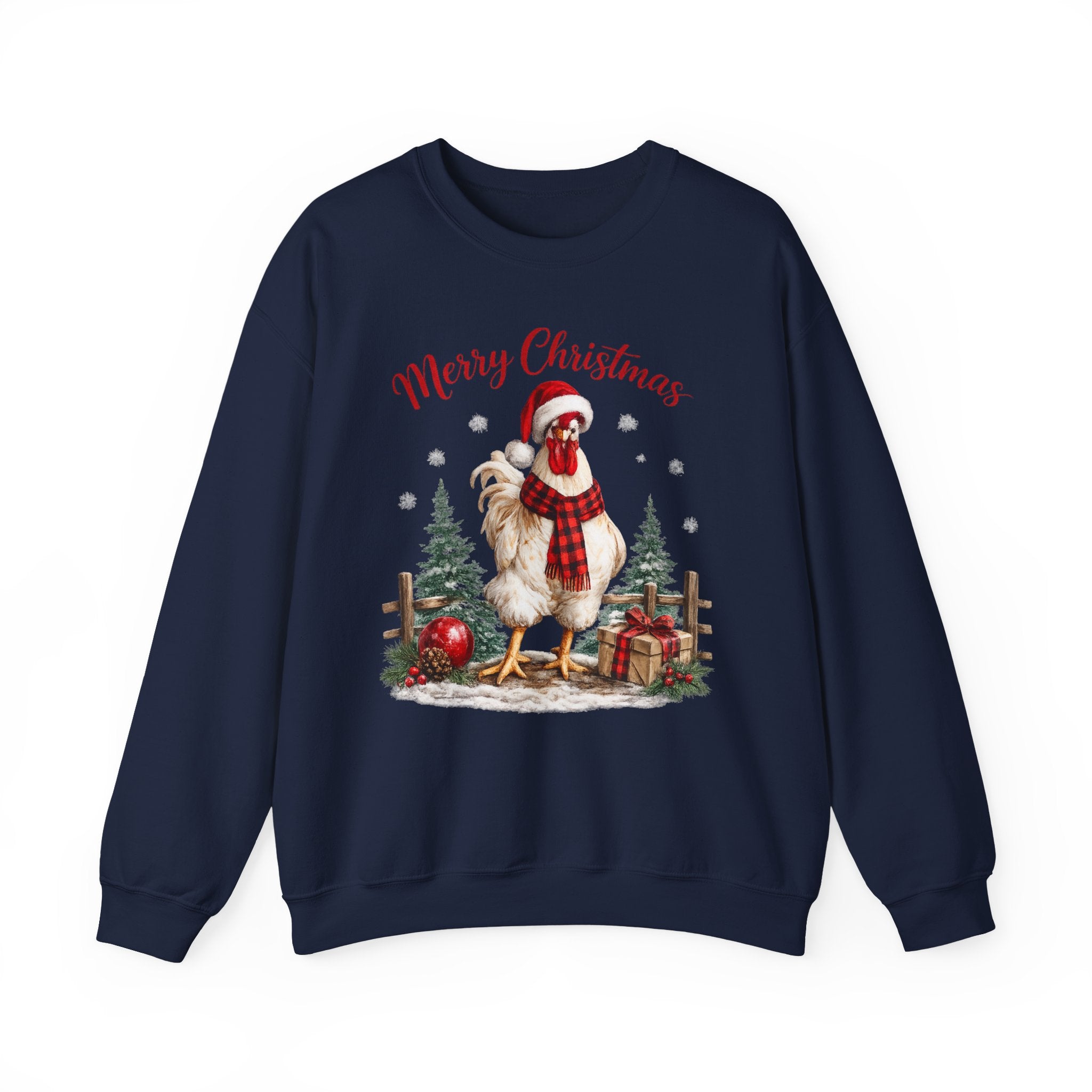 Christmas Rooster Sweatshirt - 'Merry Christmas' Festive Holiday Crewneck