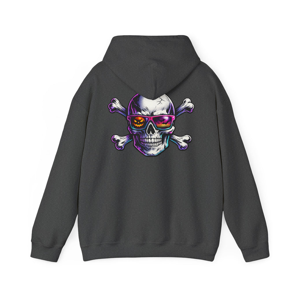 Skull & Crossbones Hoodie — Neon Sunglasses Pirate Skull Pullover