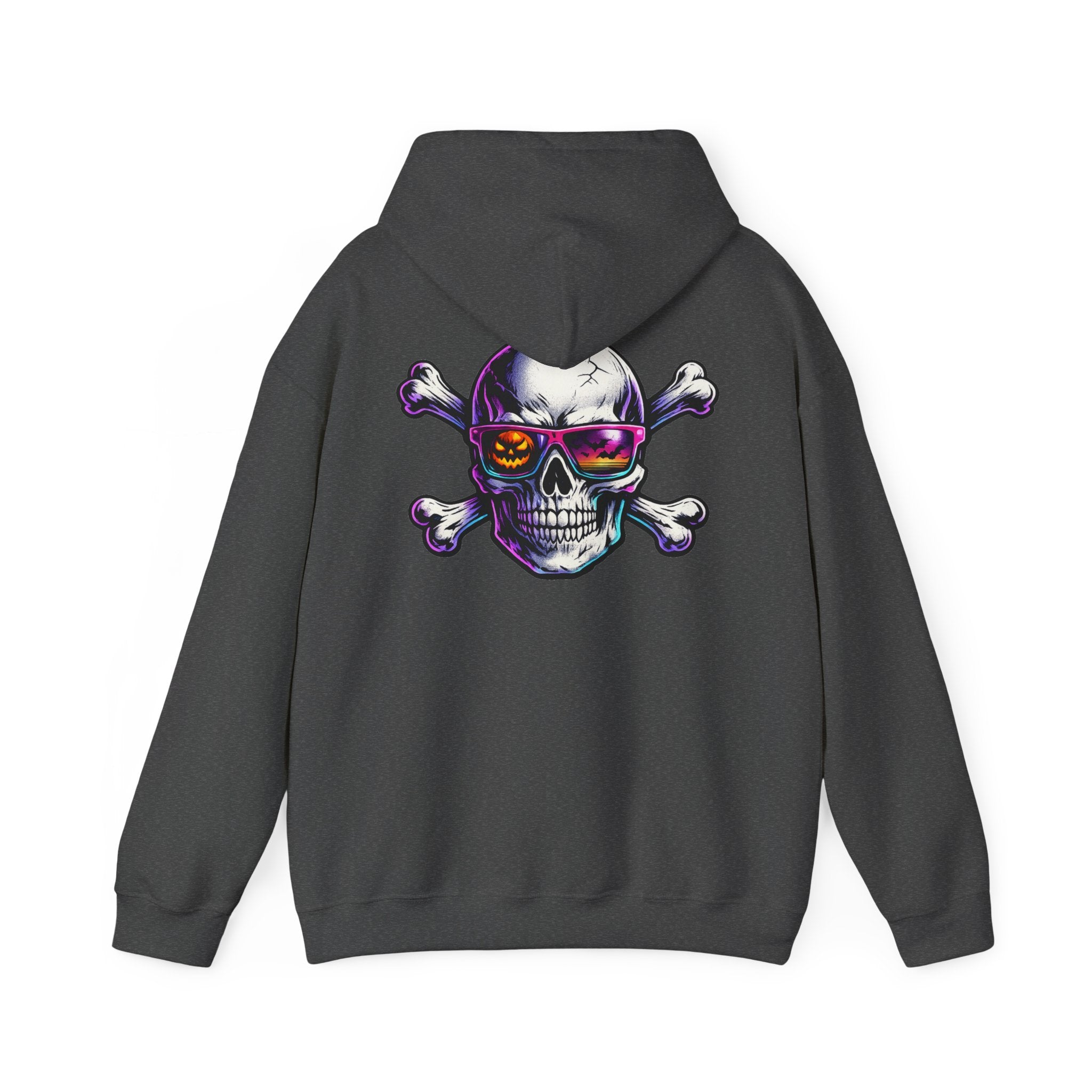 Skull & Crossbones Hoodie — Neon Sunglasses Pirate Skull Pullover