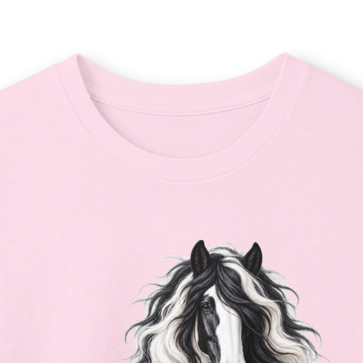 Gypsy Vanner Horse Long Sleeve Tee — Black & White Fluffy Horse Art
