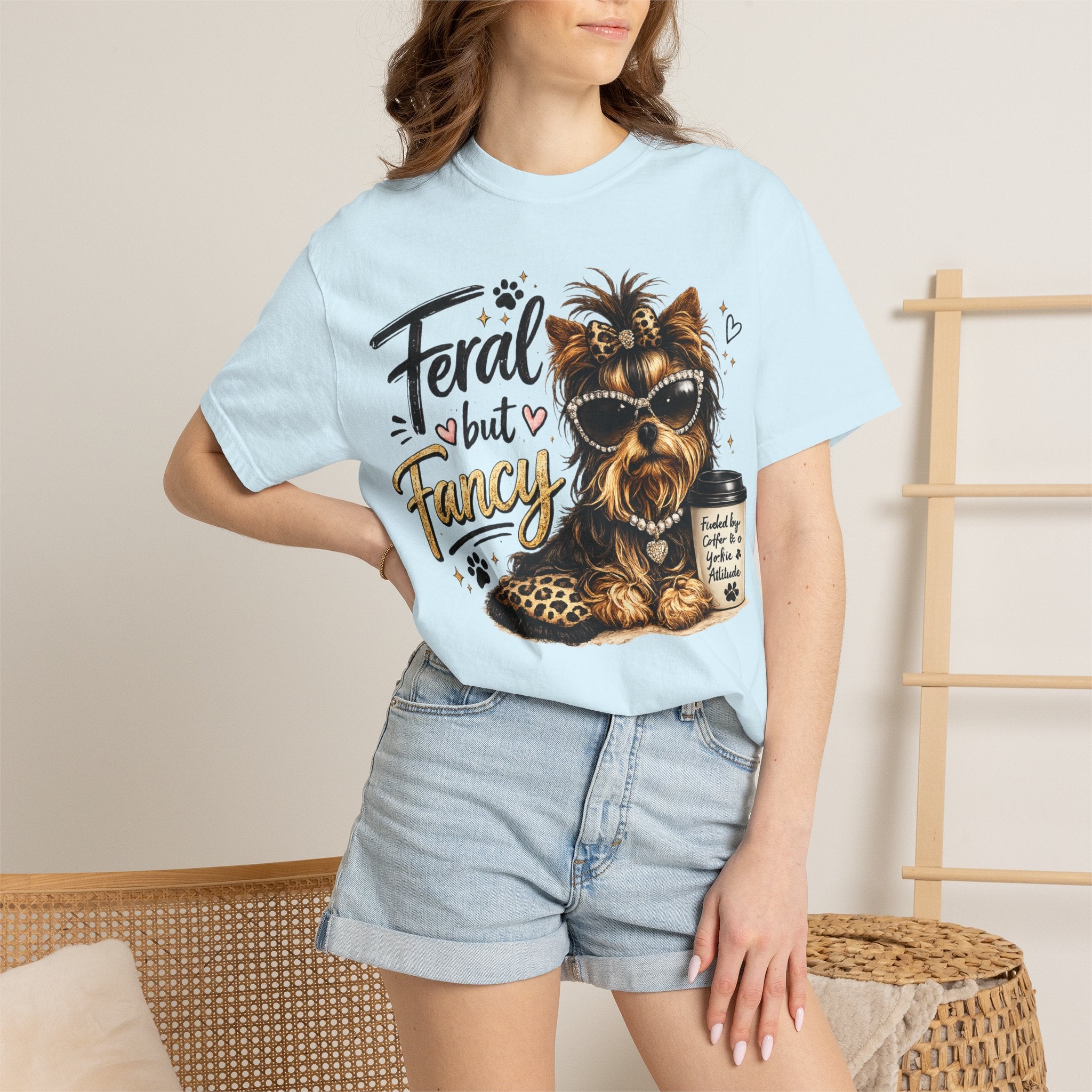 Feral but Fancy Yorkie T-Shirt – Cute Dog Graphic Tee for Pet Lovers