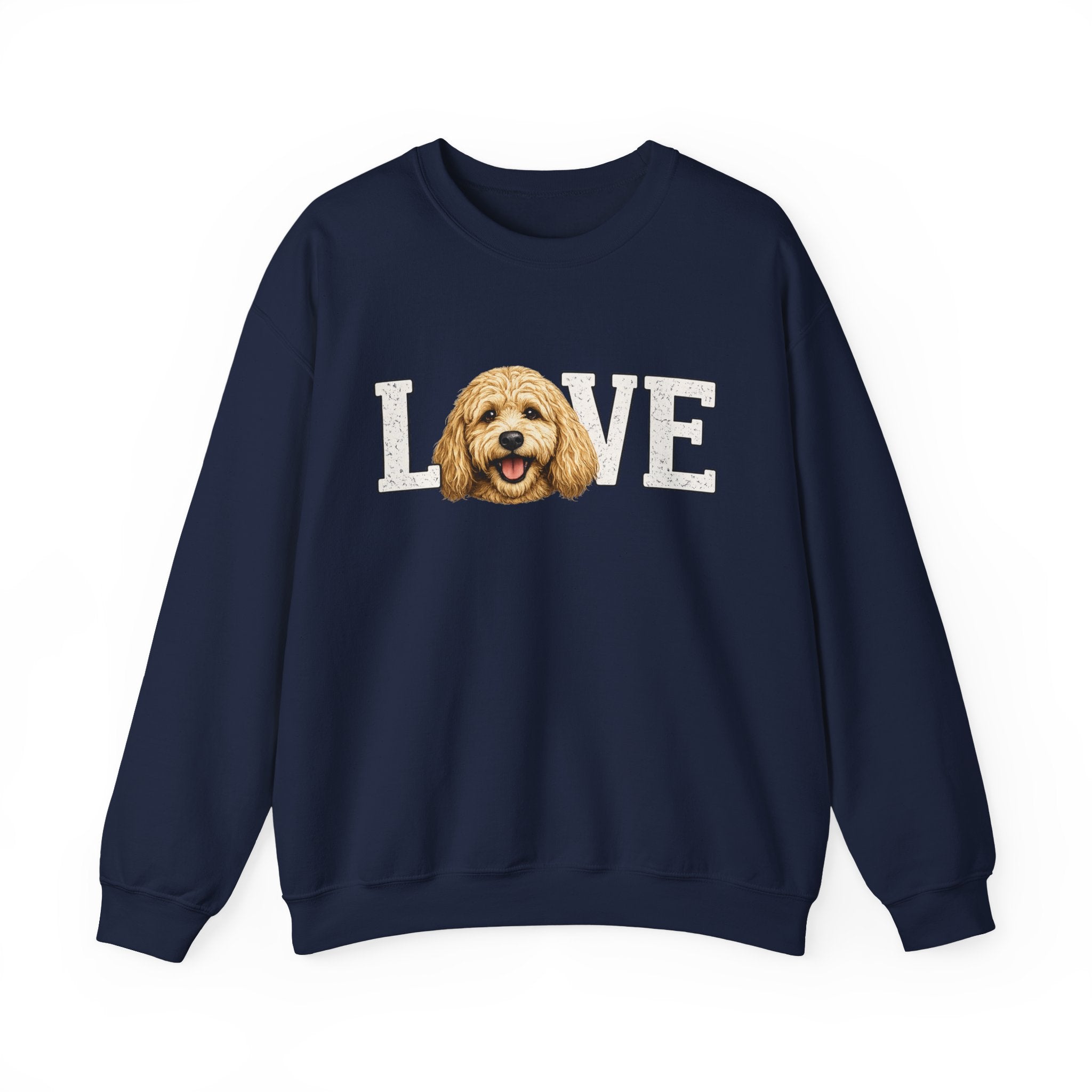 Love Goldendoodle Crewneck Sweatshirt — Cute Goldendoodle Face Pullover for Dog Lovers